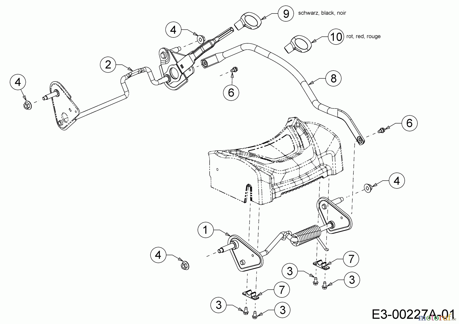  MTD Motormäher mit Antrieb Optima 46 SPBHW 12C-TH5C600  (2019) Achsen, Höhenverstellung