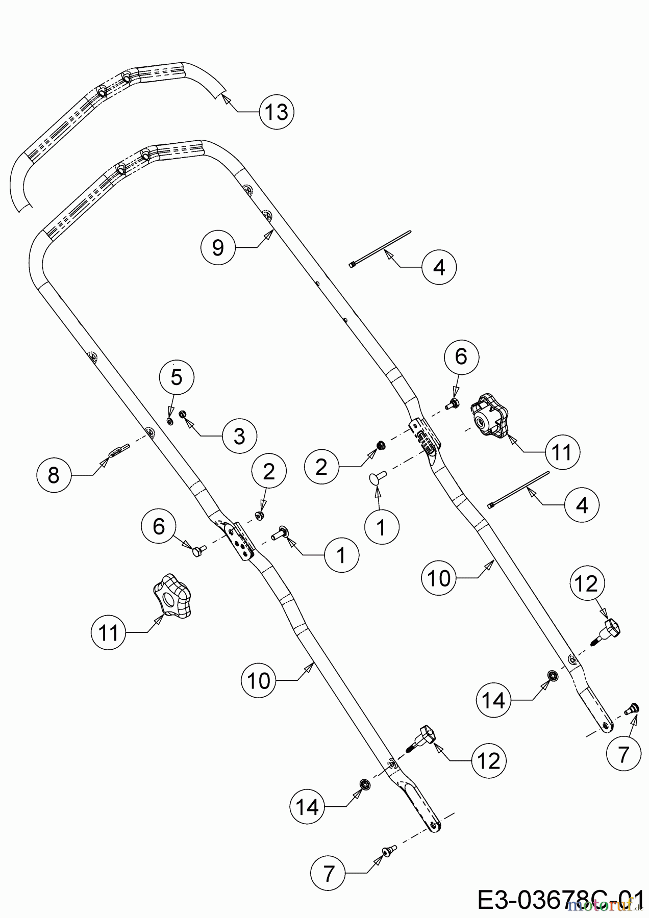  Mr.Gardener Motormäher mit Antrieb HW 46 BA 12B-TN5E629  (2019) Holm