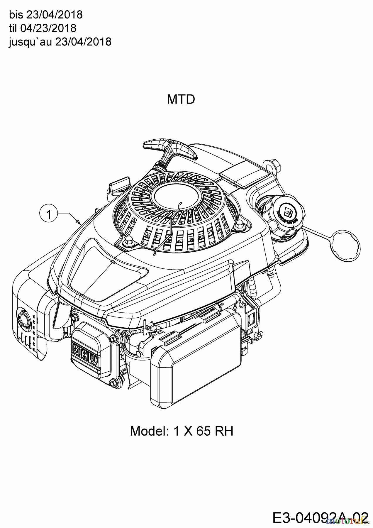  MTD Motormäher mit Antrieb Smart 53 SPOHW 12A-PBJ6600  (2018) Motor MTD bis 23/04/2018