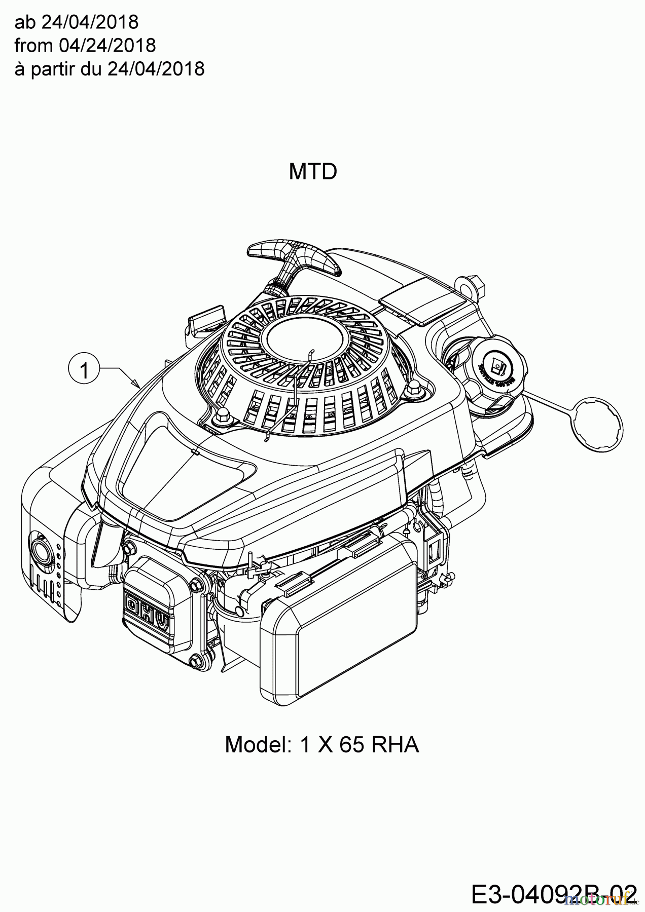  MTD Motormäher mit Antrieb Smart 53 SPO 12B-PCJ6600  (2018) Motor MTD ab 24/04/2018