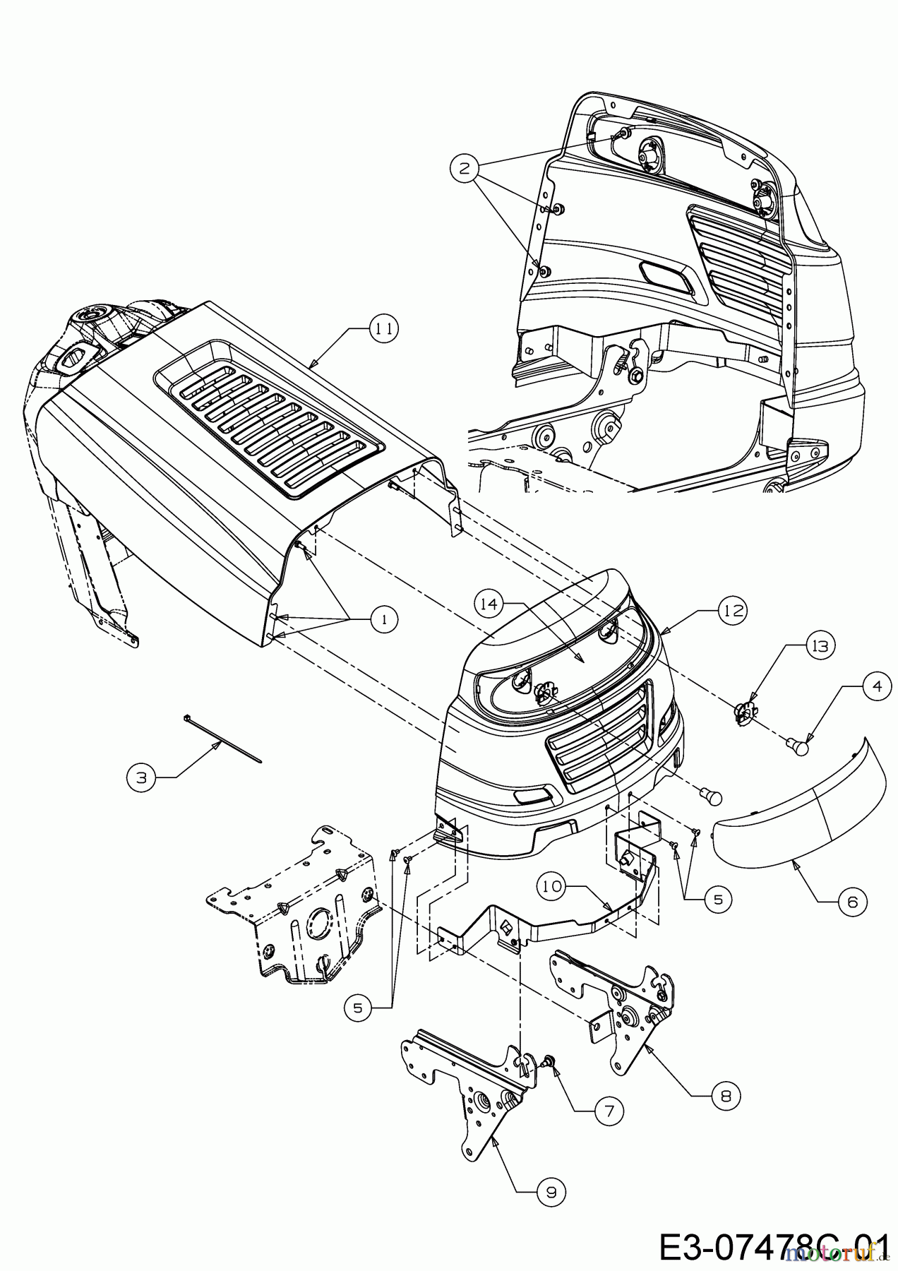  MTD Rasentraktoren 115/92 B 13IH761E600  (2019) Motorhaube 1-Style