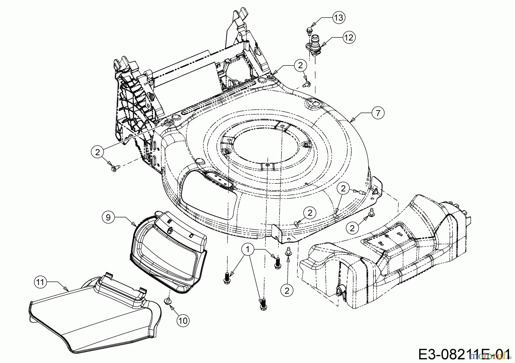  MTD Motormäher mit Antrieb LMEX 53 K 12C-PH7D682 (2020) Deflektor, Mähwerksgehäuse, Mulchklappe, Waschdüse