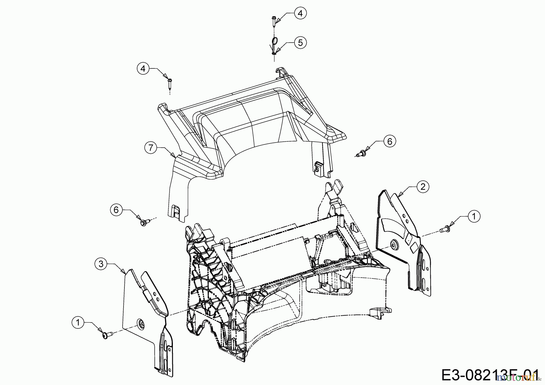  MTD Motormäher mit Antrieb Optima 53 SPBHW 12C-PH5L600 (2020) Abdeckung hinten, Holmbraketten