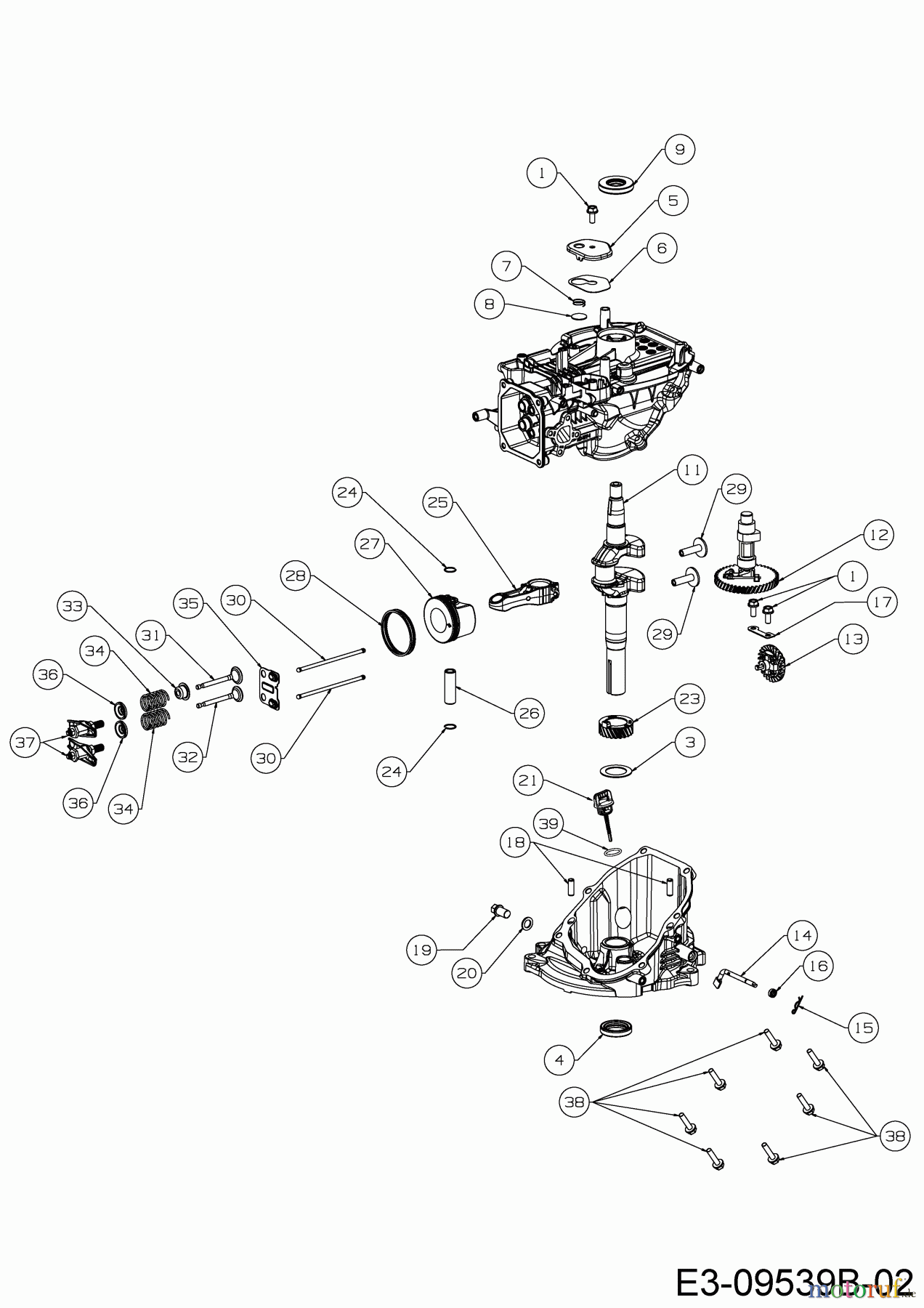  MTD-Motoren Vertikal 1P57RH 752Z1P57RH  (2019) Kurbelwelle, Nockenwelle, Pleuel, Regler