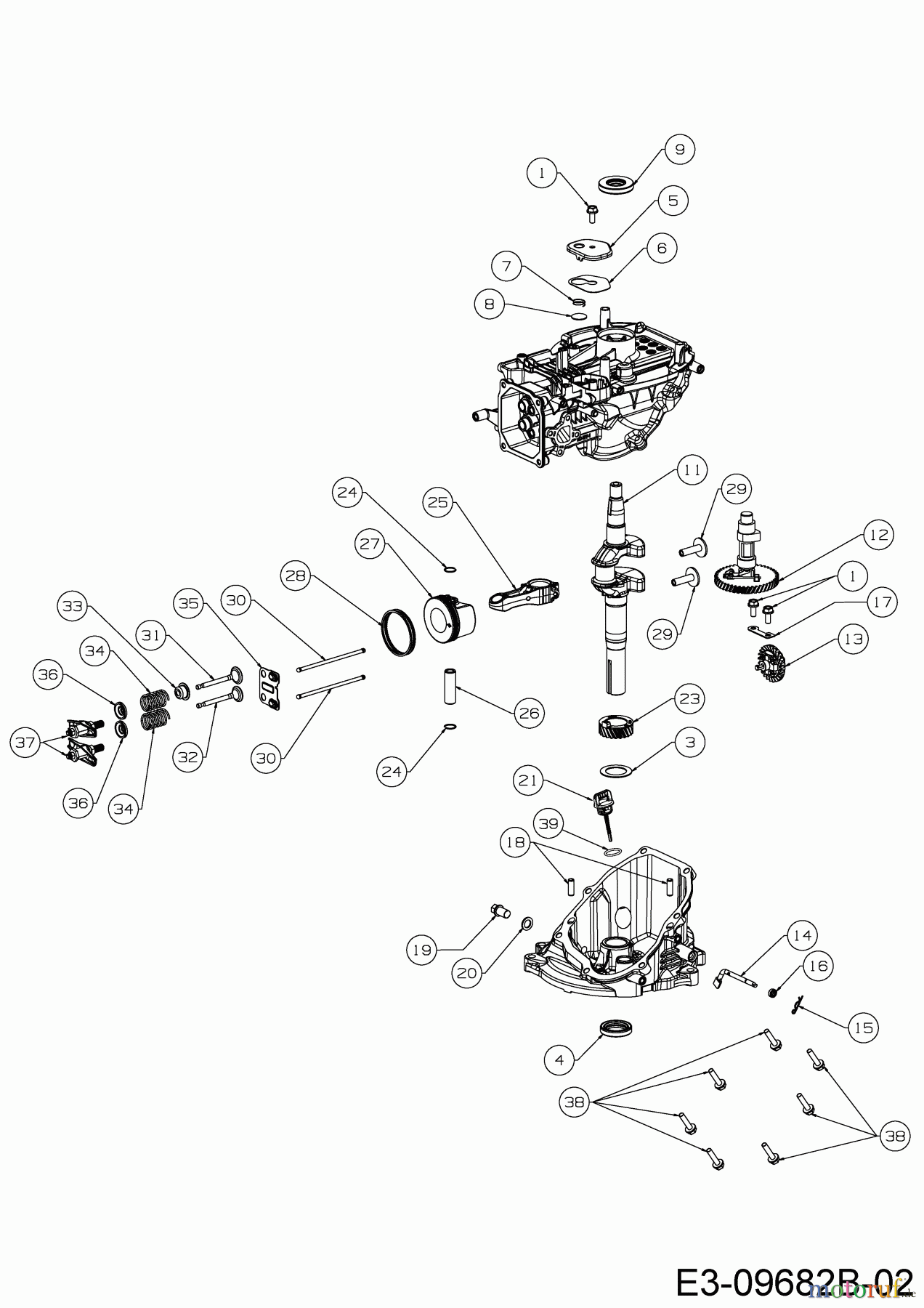  MTD-Motoren Vertikal 1P57NH 752Z1P57NH  (2018) Kurbelwelle, Nockenwelle, Pleuel, Regler