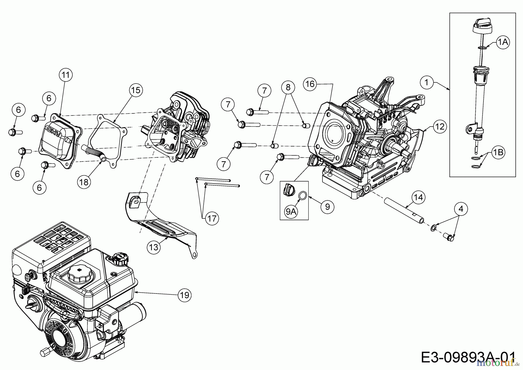  MTD-Motoren Horizontal 670-WH 752Z670-WH  (2019) Leitblech, Stössel, Ölmeßstab, Zylinderkopfdeckel