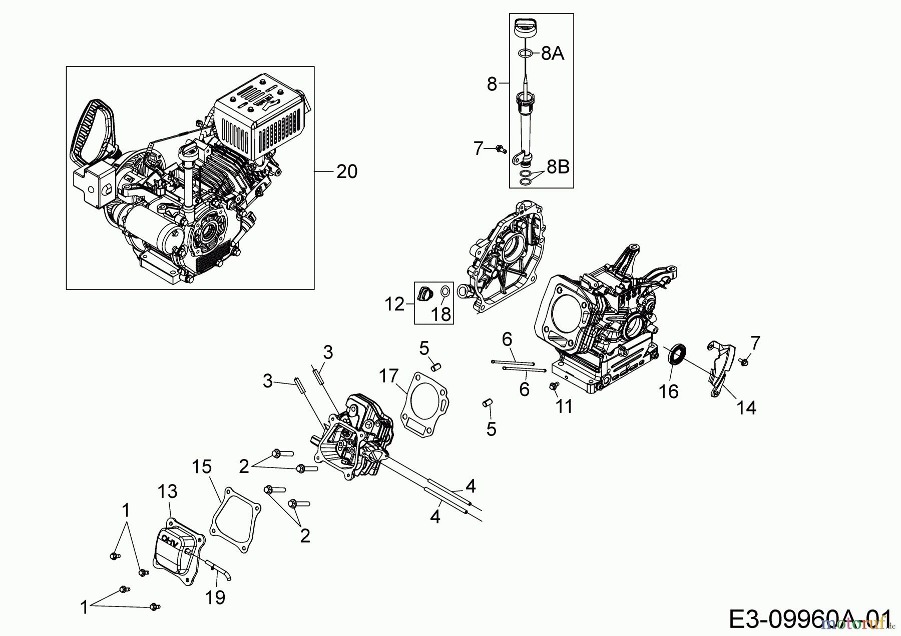  MTD-Motoren Horizontal 670-JH 752Z670-JH  (2020) Ölablaß, Ölmeßstab, Zylinderkopfdeckel