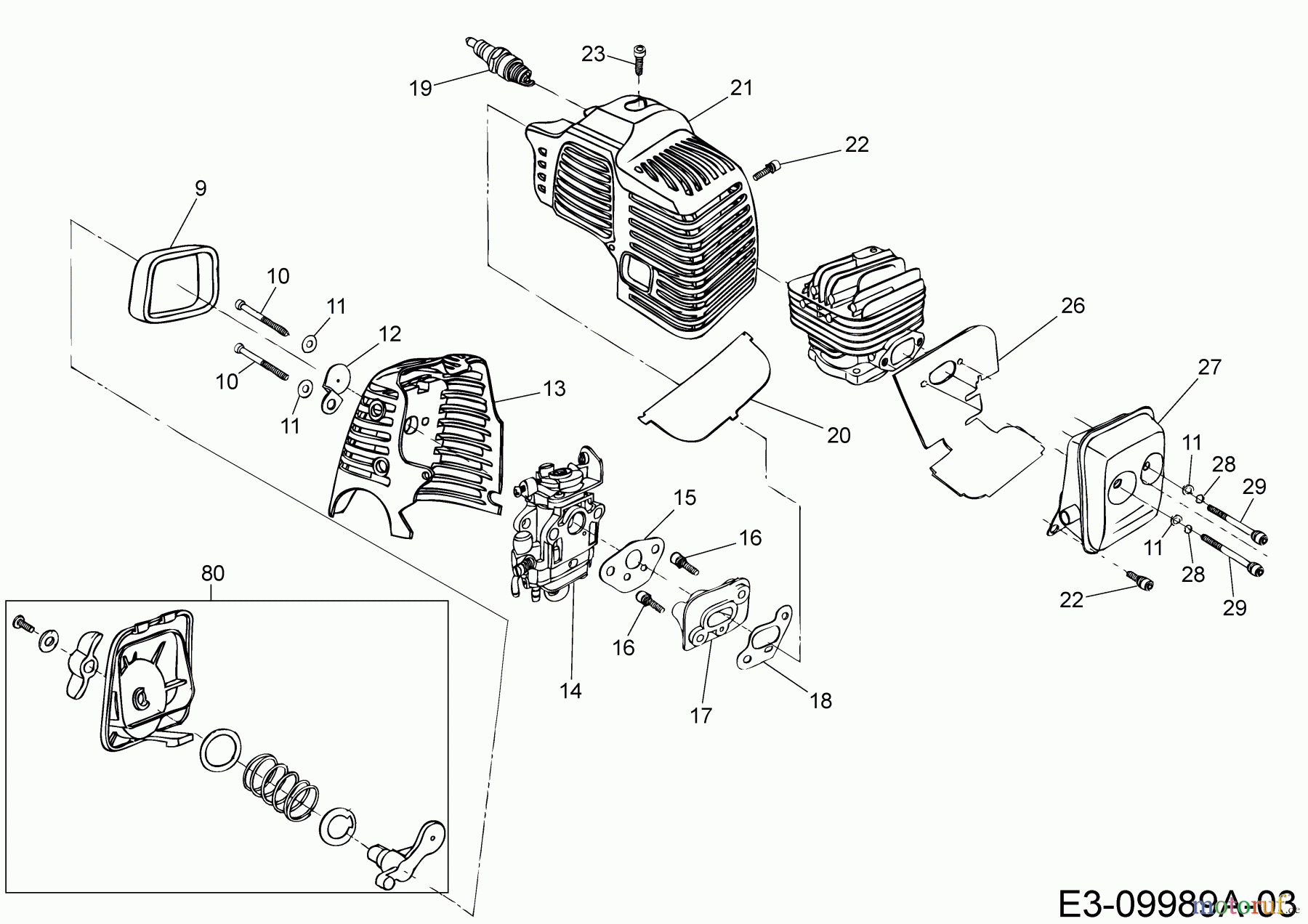  MTD Motorsensen 1033 AVS 41AD71XB678  (2019) Auspuff, Luftfilter, Vergaser