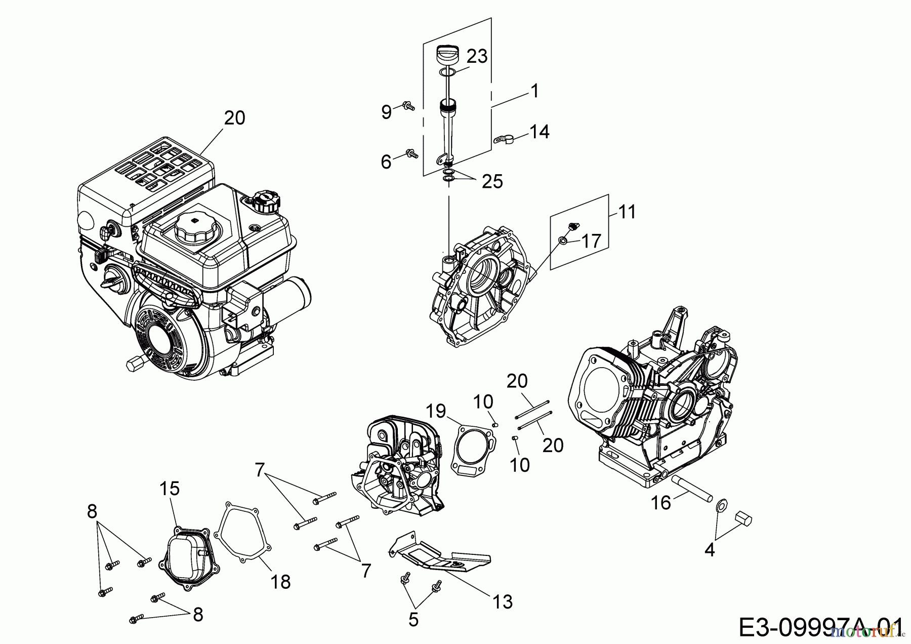  MTD-Motoren Horizontal 678-SH 752Z678-SH  (2019) Leitblech, Stössel, Ölmeßstab, Zylinderkopfdeckel