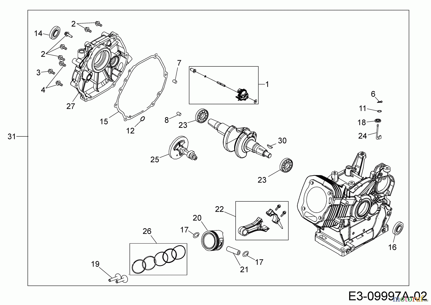  MTD-Motoren Horizontal 678-SH 752Z678-SH  (2019) Kolben, Kurbelwelle, Nockenwelle, Pleuel