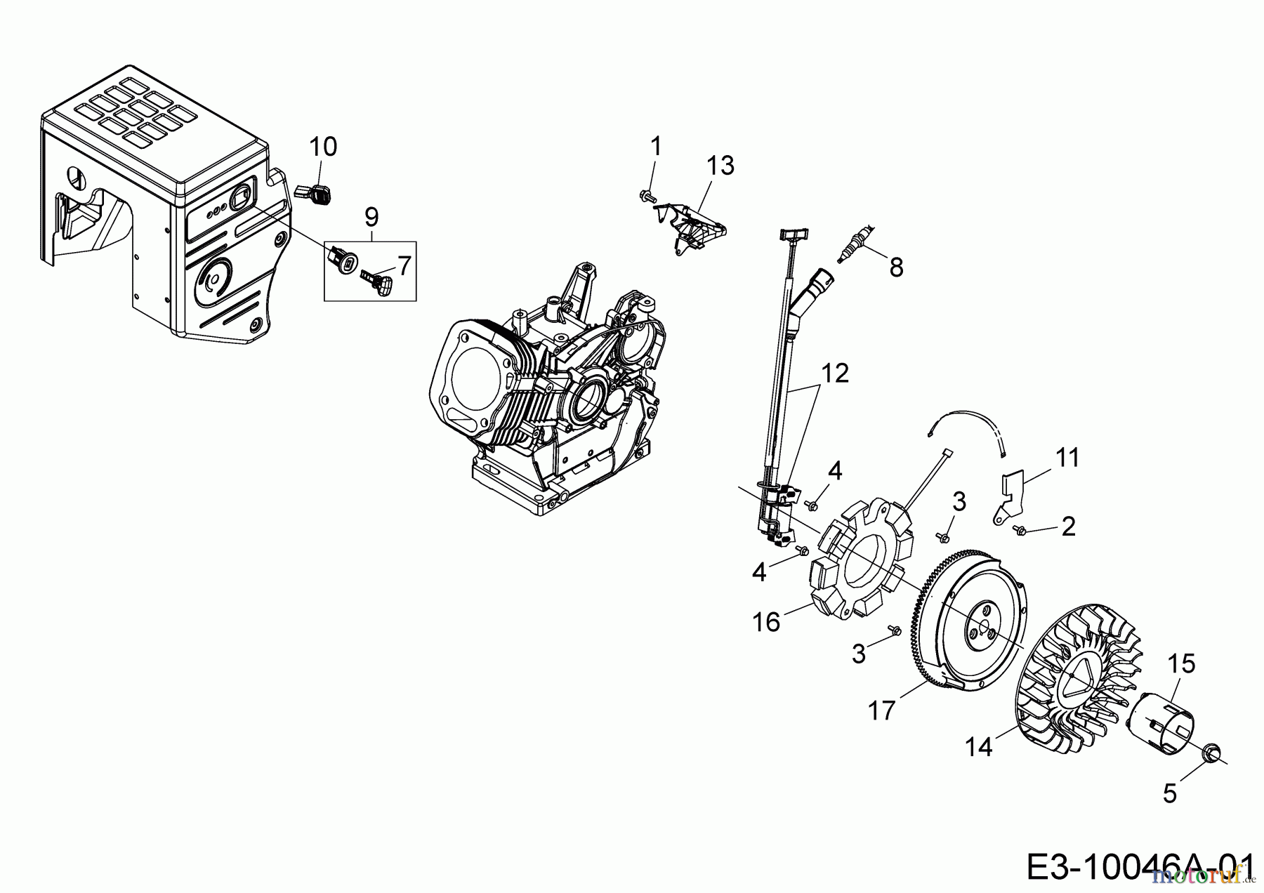  MTD-Motoren Horizontal 678-SH 752Z678-SH  (2020) Schwungrad, Stoppschalter, Zündschlüssel, Zündung