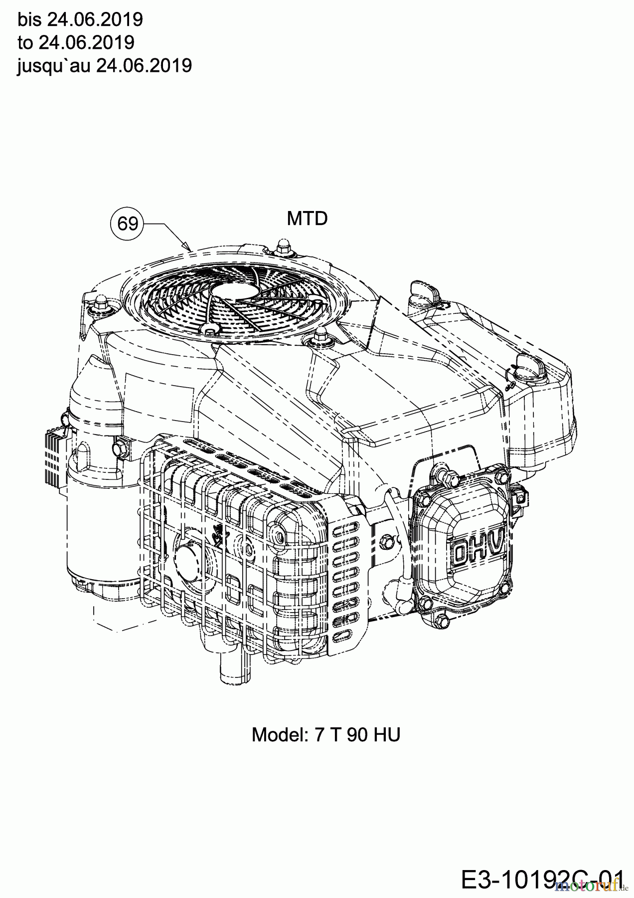  Tigara Rasentraktoren TG 15/96 HE 13AB79KF649 (2019) Motor MTD