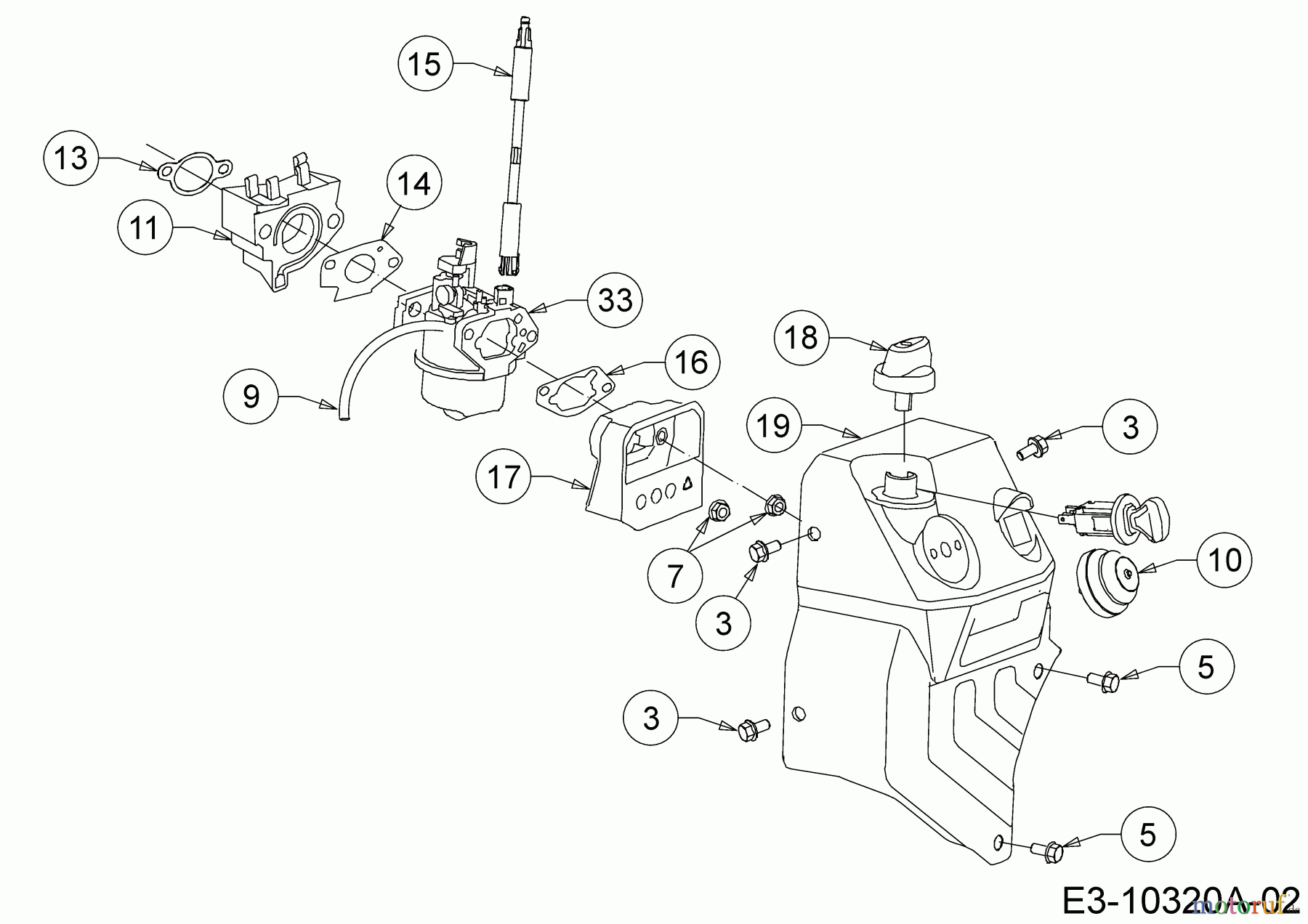  MTD-Motoren Horizontal 690-WHA 752Z690-WHA  (2020) Bedienkonsole, Primer, Vergaser, Vorwärmkammer