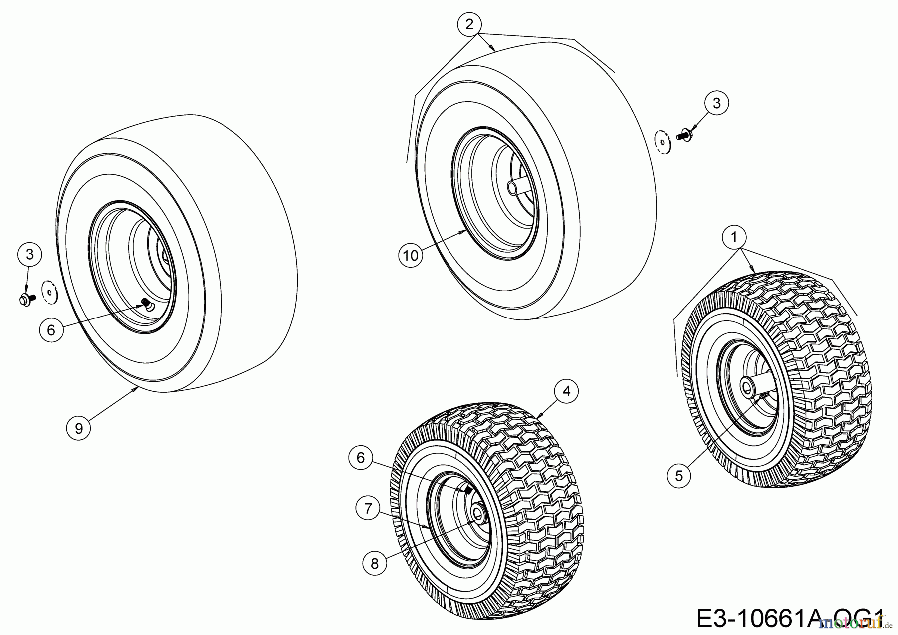  Gartenland Rasentraktoren GL 22.0/106 H 13BAA1KR640  (2019) Räder 15x6 + 18x9,5