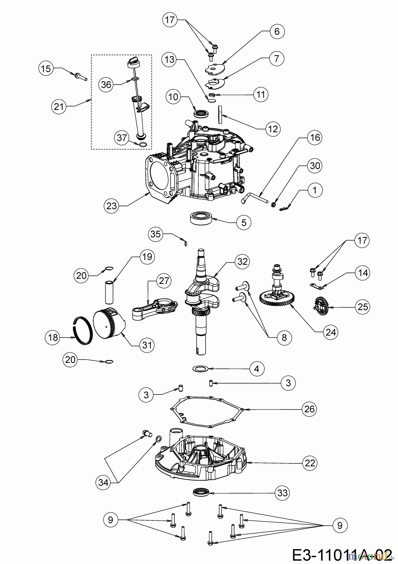  MTD-Motoren Vertikal 5X70RHA 752Z5X70RHA  (2019) Kolben, Kurbelwelle, Nockenwelle, Pleuel