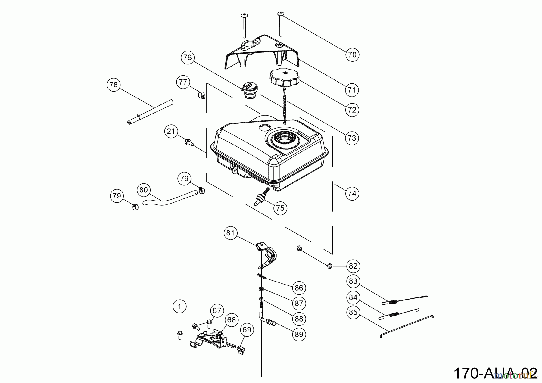  MTD-Motoren Horizontal 170-AUA 752Z170-AUA  (2023) Tank, Reglerarm