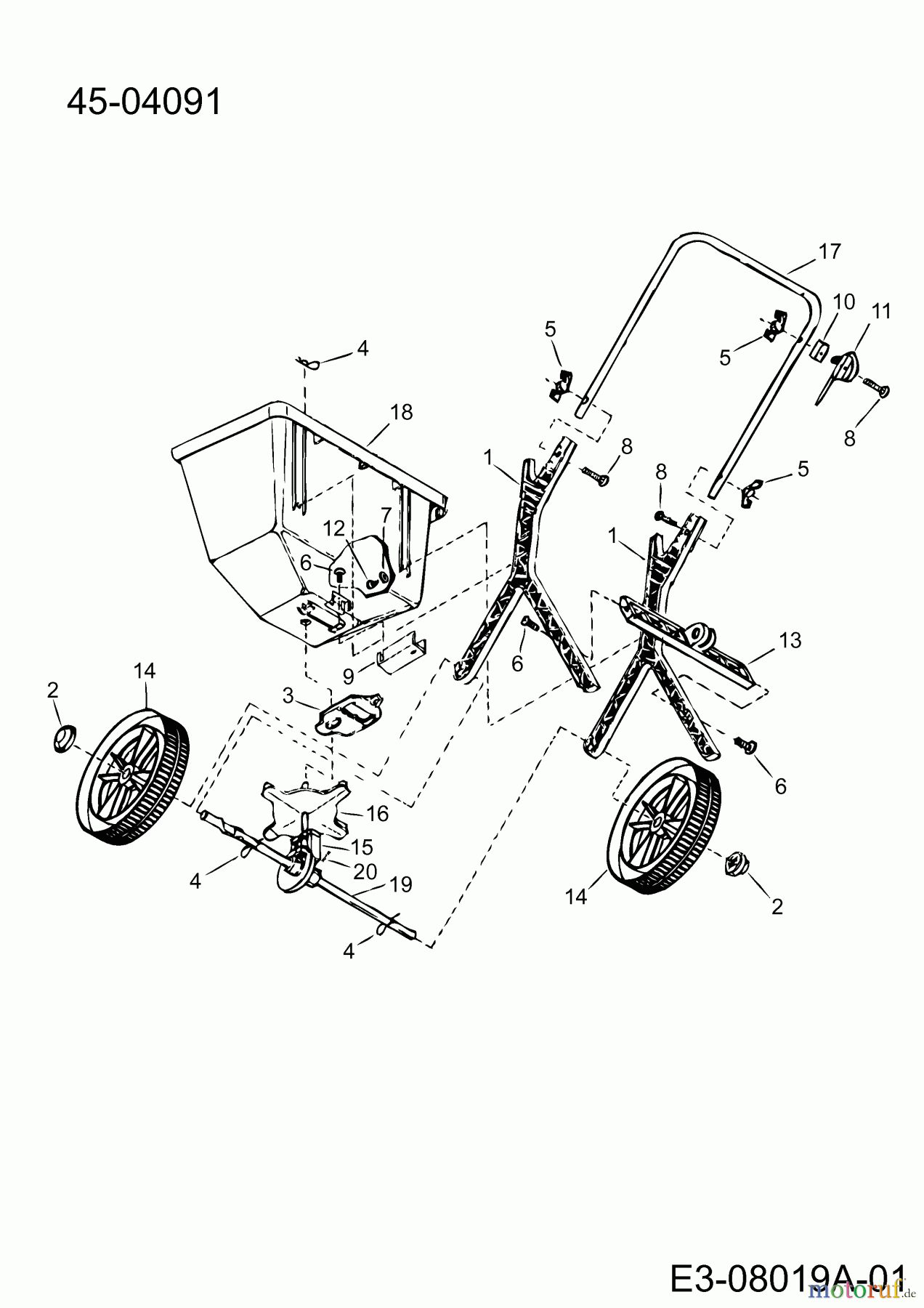  MTD Zubehör Zubehör handgeführte Geräte Streuer 45-04091  (190-701-000) 190-701-000  (2019) Grundgerät