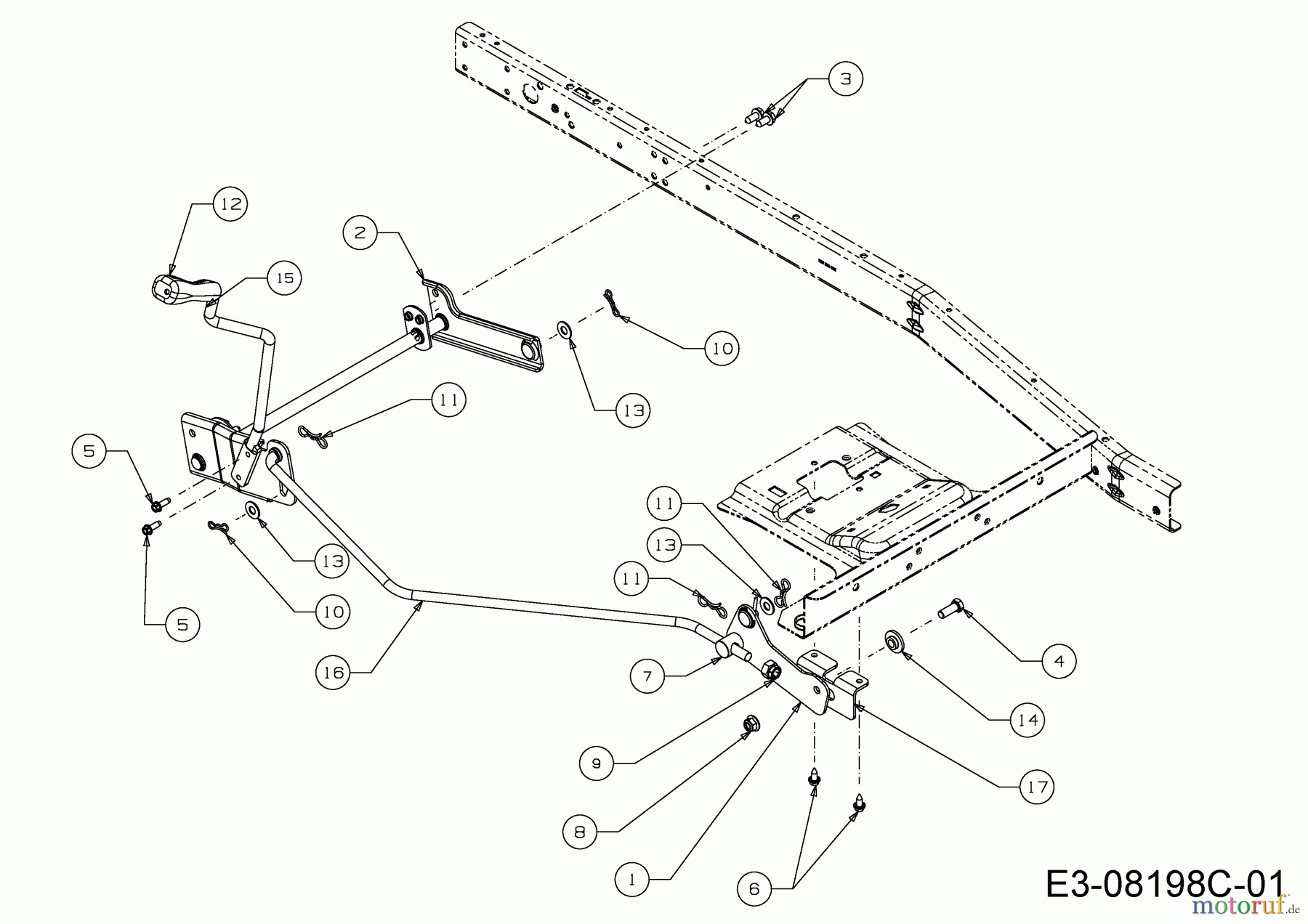  MTD Rasentraktoren Minirider 60 RD 13A625SC600  (2016) Mähwerksaushebung