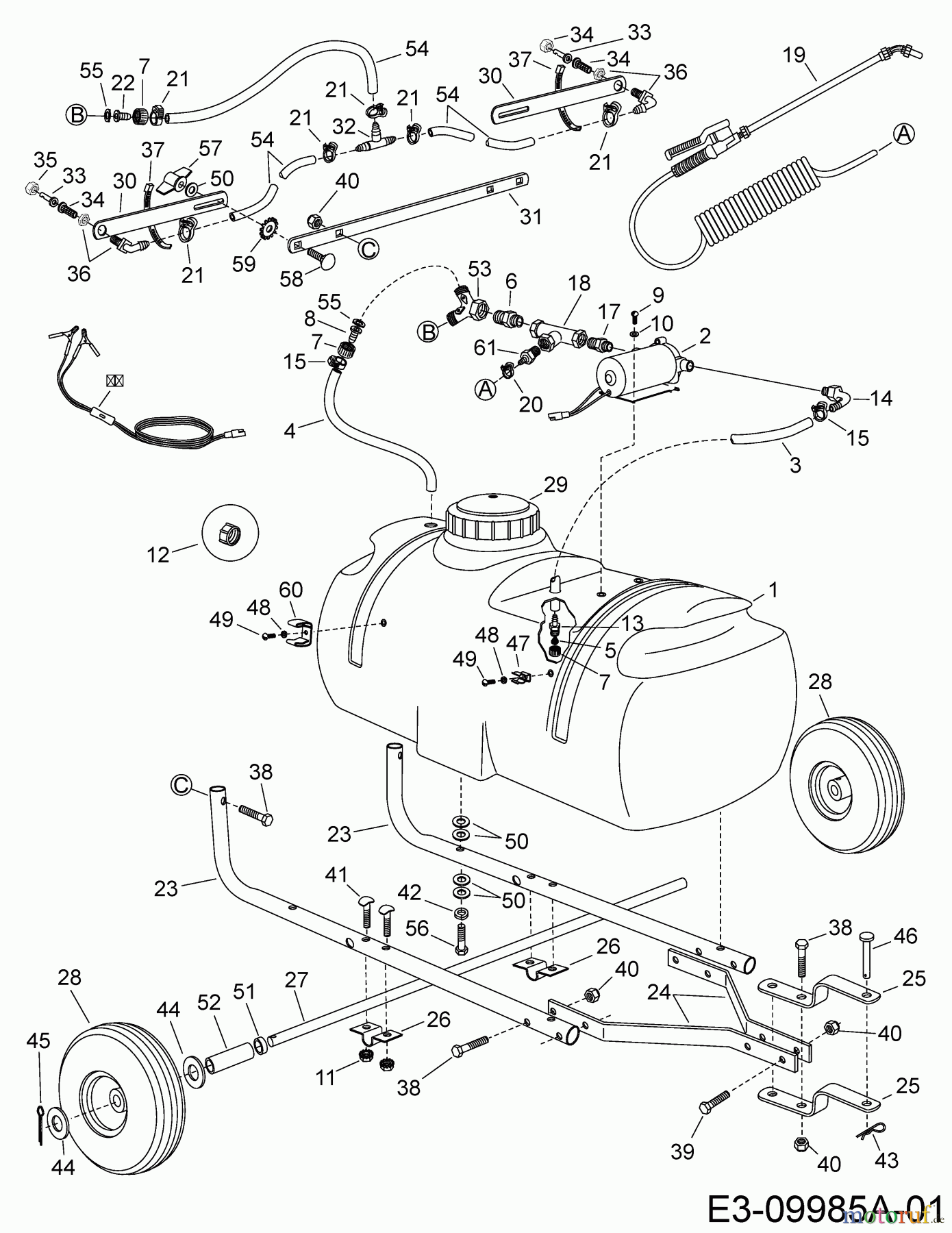  MTD Zubehör Zubehör Garten- und Rasentraktoren Sprüher 45-02934  (190-537-000) 190-537-000  (2019) Grundgerät