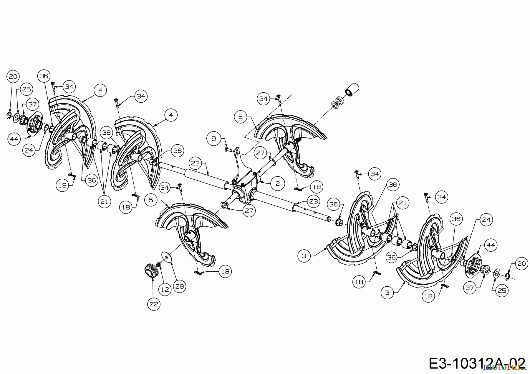  MTD Zubehör Zubehör Garten- und Rasentraktoren Schneefräsen für A Serie (NX 15) Heckauswurf 19A40045OEM  (2019) Schnecke, Schneckenantrieb