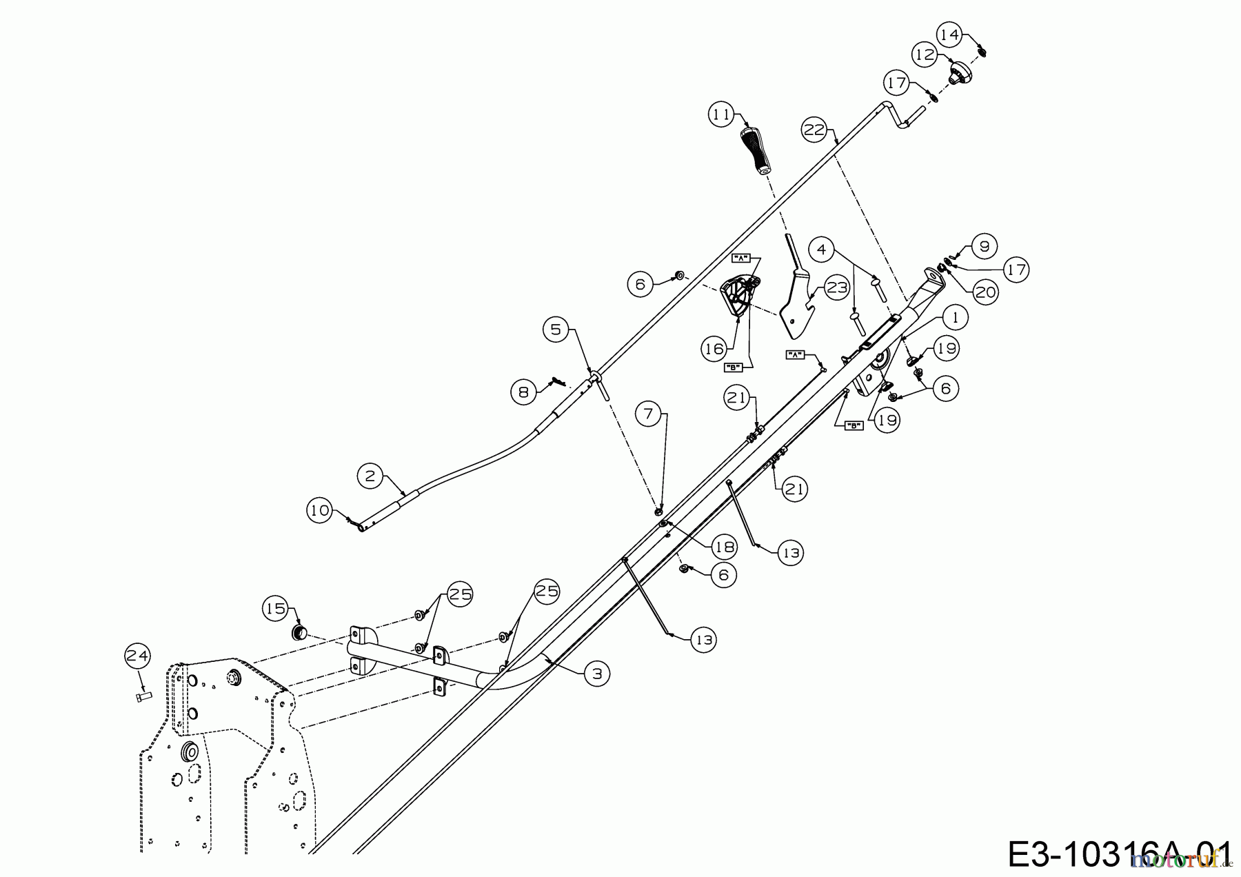  MTD Zubehör Zubehör Garten- und Rasentraktoren Schneefräsen für A Serie (NX 15) Heckauswurf 19A40045OEM  (2019) Verstellhebel Auswurfschacht