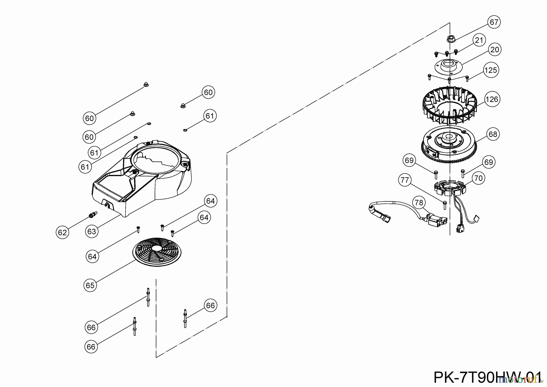  MTD-Motoren Vertikal 7T90HW 752Z7T90HW (2020) Gebläsegehäuse, Schwungrad, Zündspule