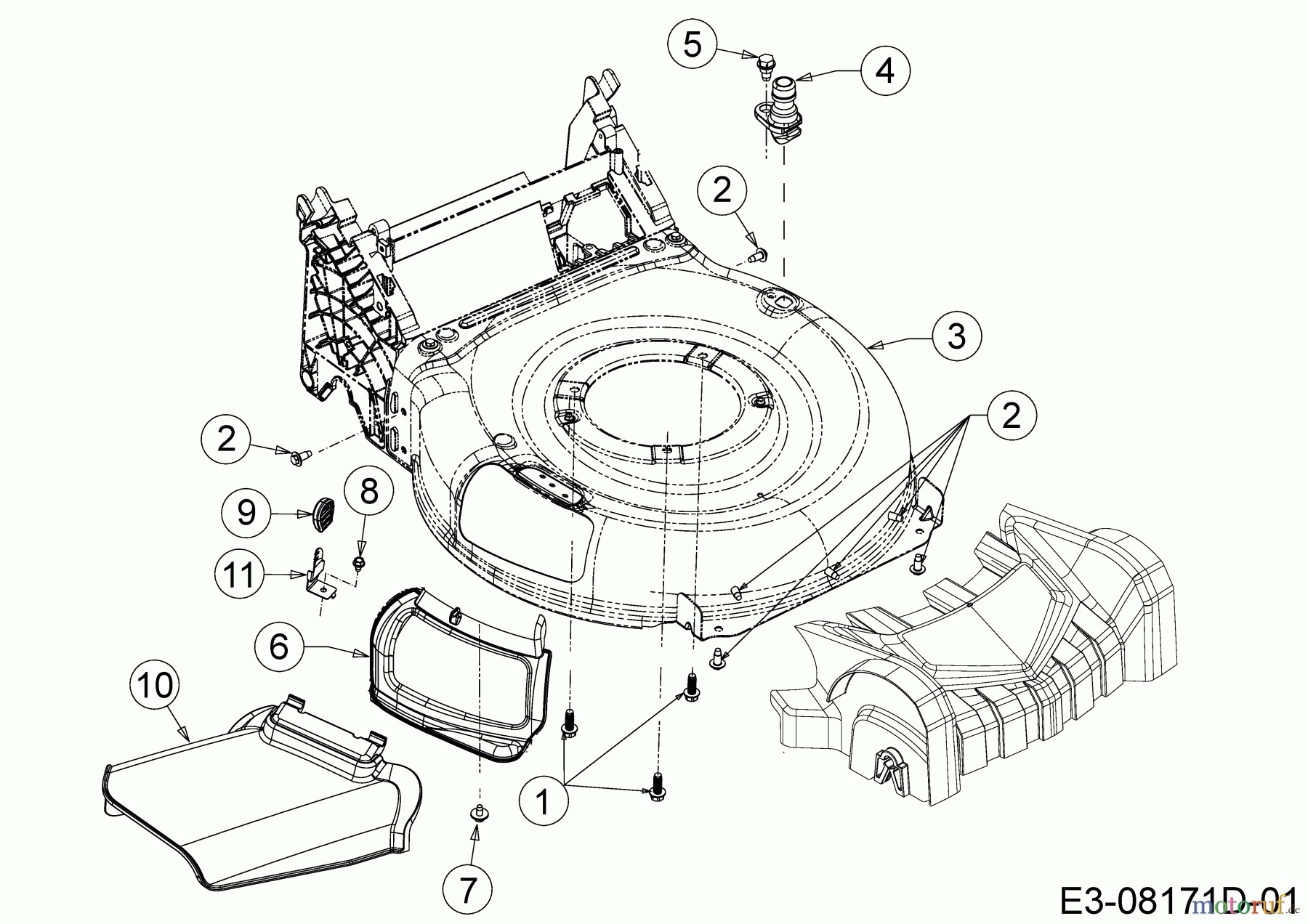  Cub Cadet Motormäher mit Antrieb LM2 CR46 12A-TS5C603  (2019) Deflektor, Mähwerksgehäuse, Mulchklappe, Waschdüse