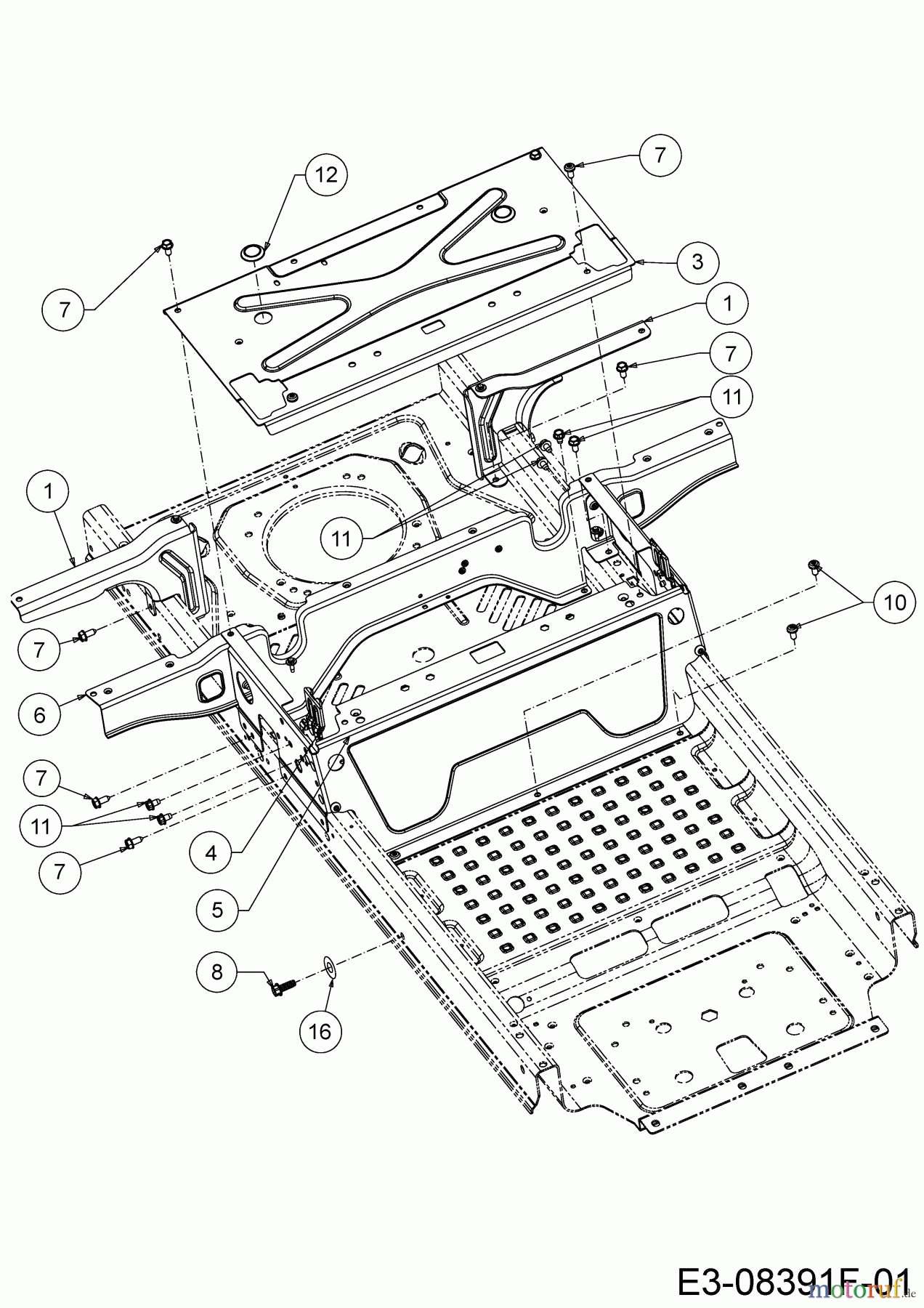  Cub Cadet Zero Turn XZ1 107 17DMCACS603  (2019) Sitzplatte, Trägerplatte Tank