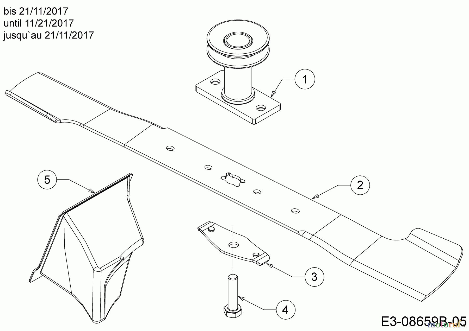  Cub Cadet Motormäher mit Antrieb LM2 DR53 12C-PRKC603  (2018) Messer, Messeraufnahme, Mulchstopfen bis 21/11/2017