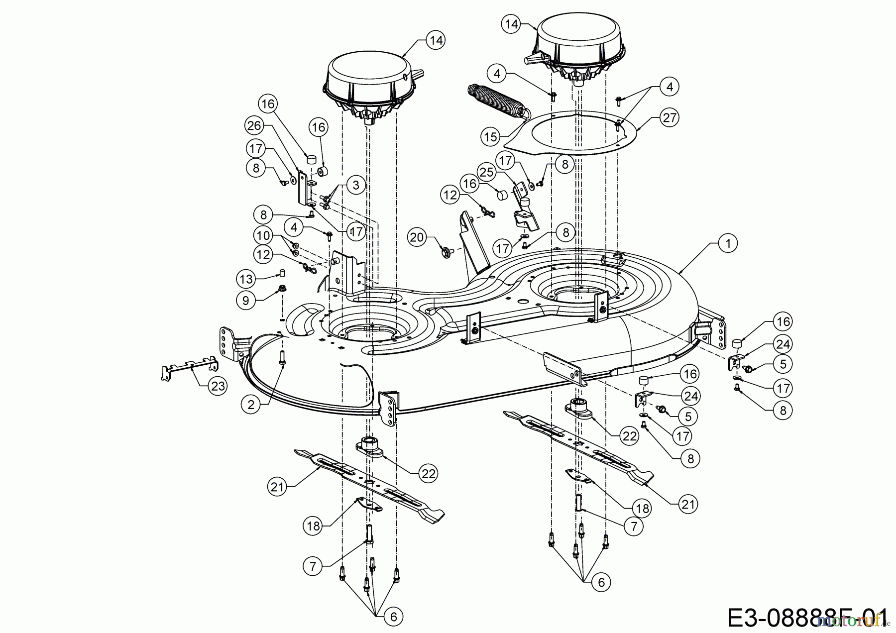  Cub Cadet E-Rasentraktoren XT2 ES107 33ABA7CS603 (2020) Mähwerk