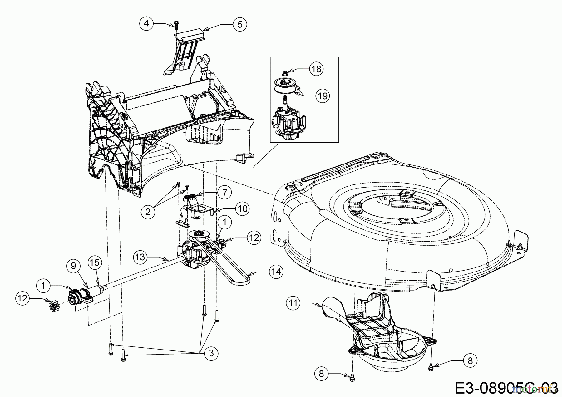  Cub Cadet Motormäher mit Antrieb LM3 DR53ES 12BCPVS7603 (2019) Getriebe, Keilriemen ab 15.04.2019 bis 07.05.2019