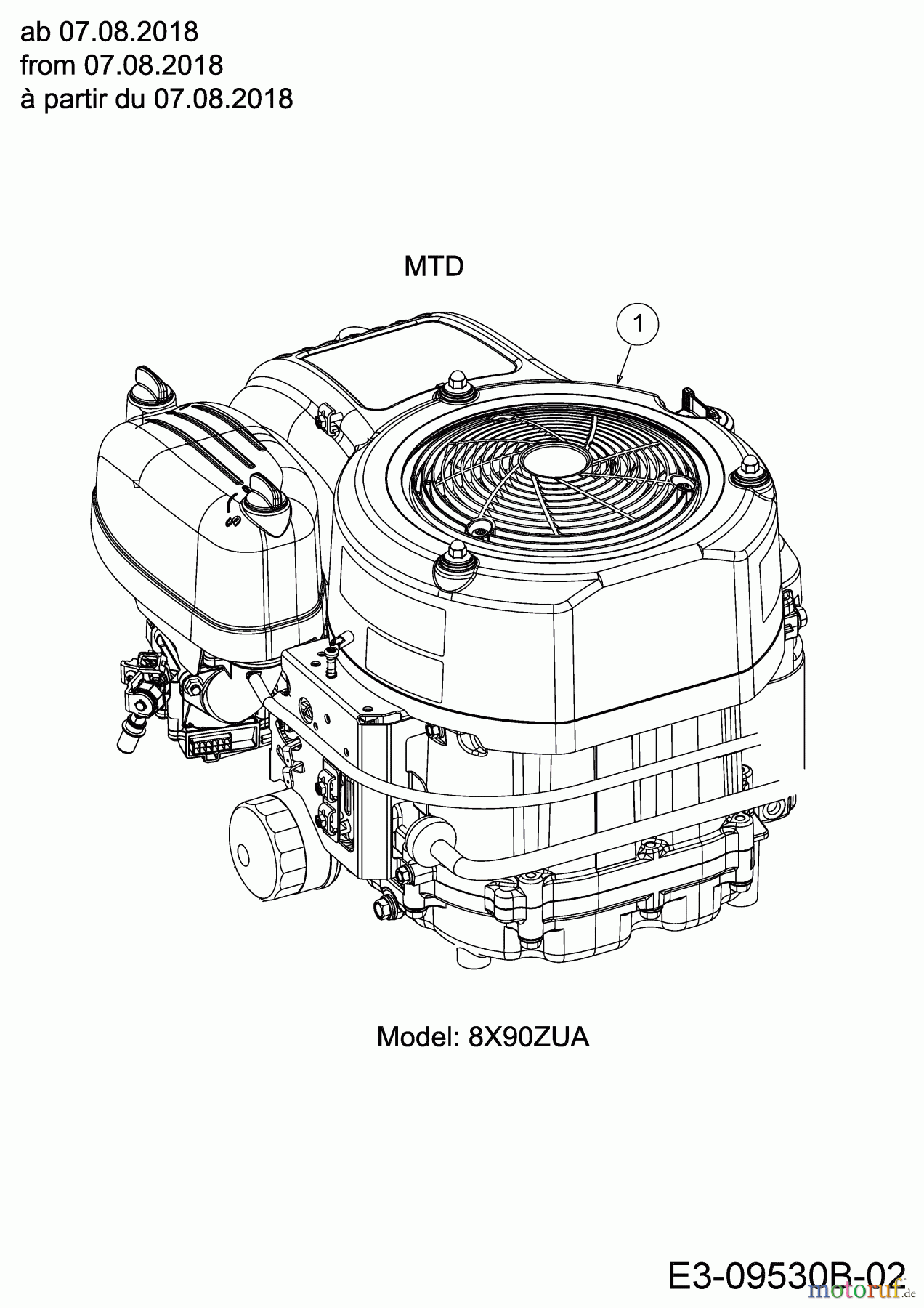  Cub Cadet Zero Turn XZ1 107 17DMCACS603  (2020) Motor MTD ab 07.08.2018