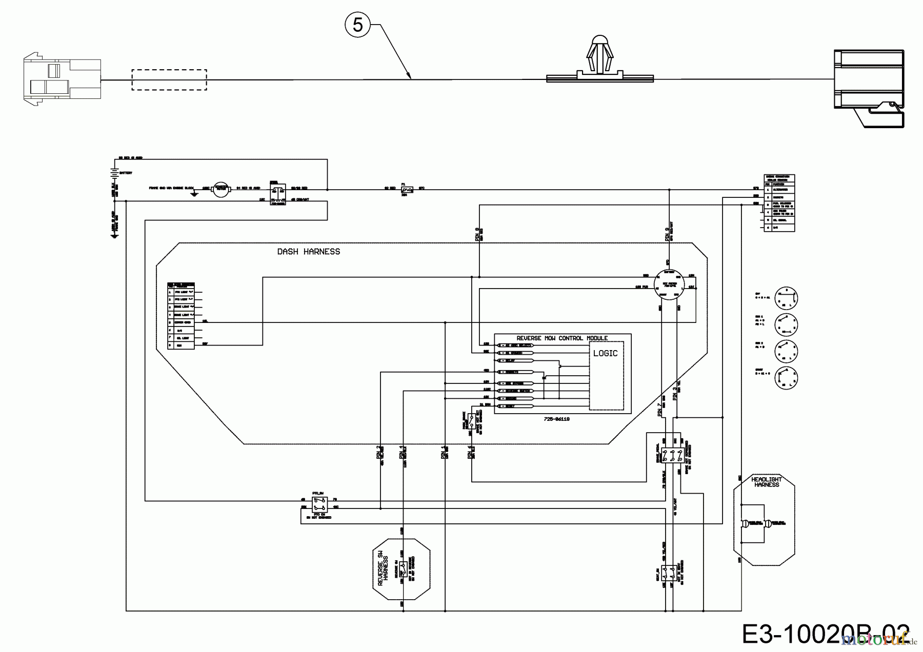  Cub Cadet Rasentraktoren XT2 PS117 13BGA1CT603  (2020) Schaltplan Rückwärtsgang