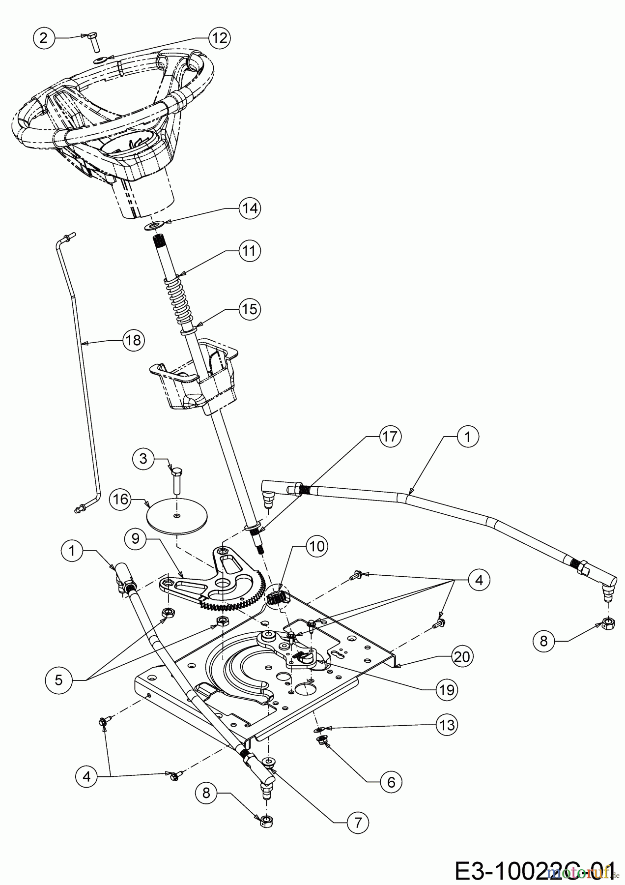  Cub Cadet E-Rasentraktoren XT2 ES107 33ABA7CS603 (2020) Lenkung