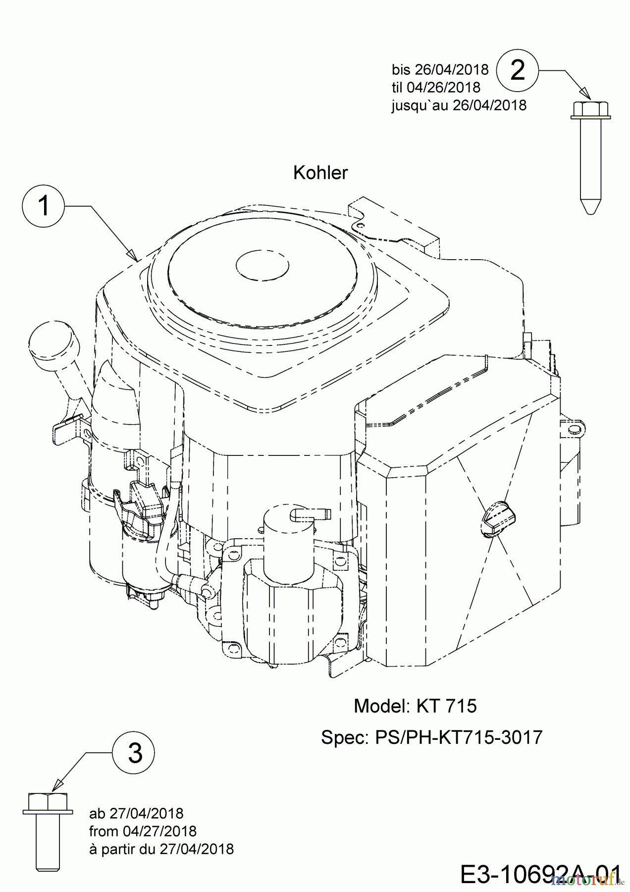  Cub Cadet Rasentraktoren XT1 QR106K 13APA1CR603  (2019) MOTOR