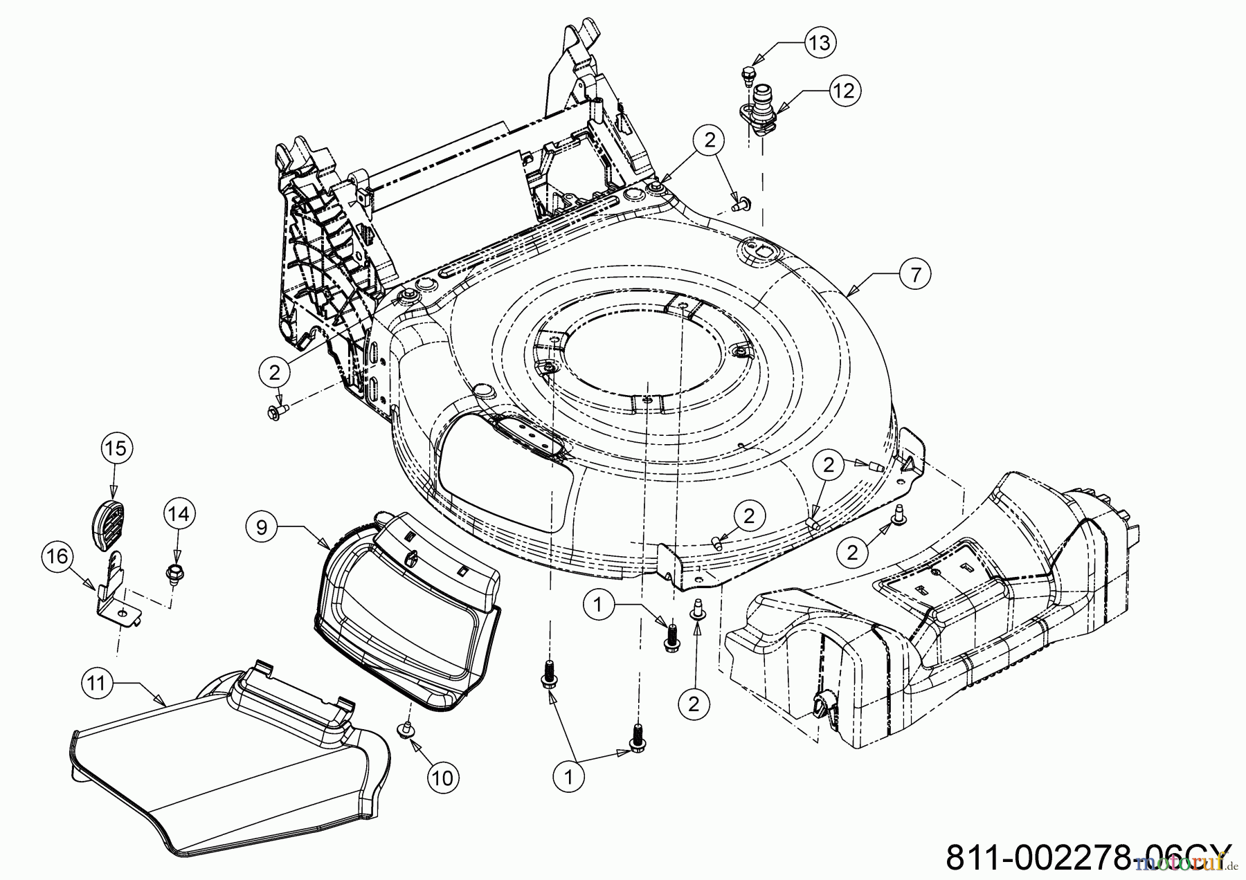  Cub Cadet Motormäher mit Antrieb LM3 DR53S 12DBPVKC603 (2021) Deflektor, Mähwerksgehäuse, Mulchklappe, Waschdüse