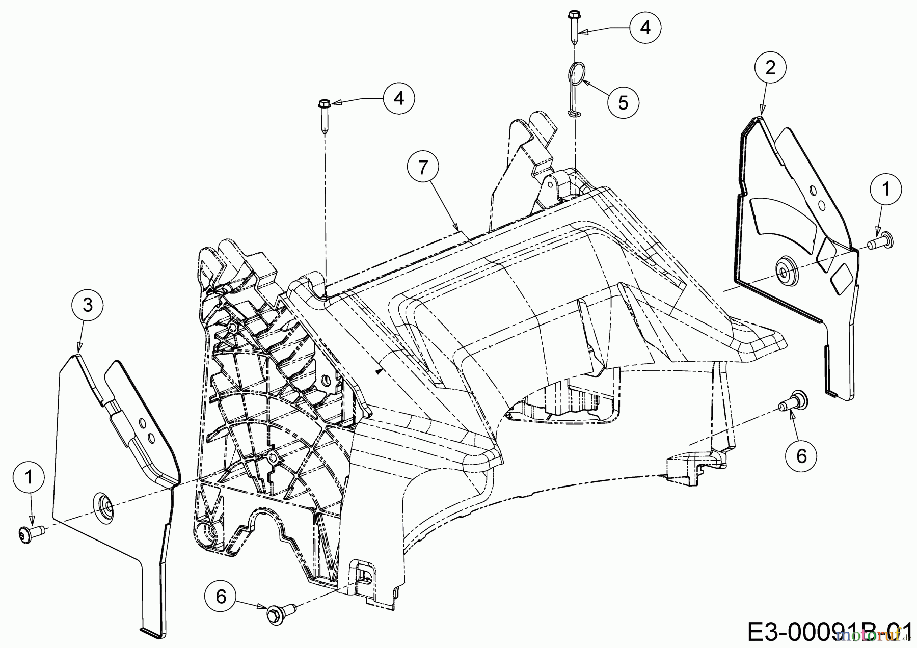  Cub Cadet Motormäher LM1 AP46 11B-TQMG603 (2021) Abdeckung hinten, Holmbraketten