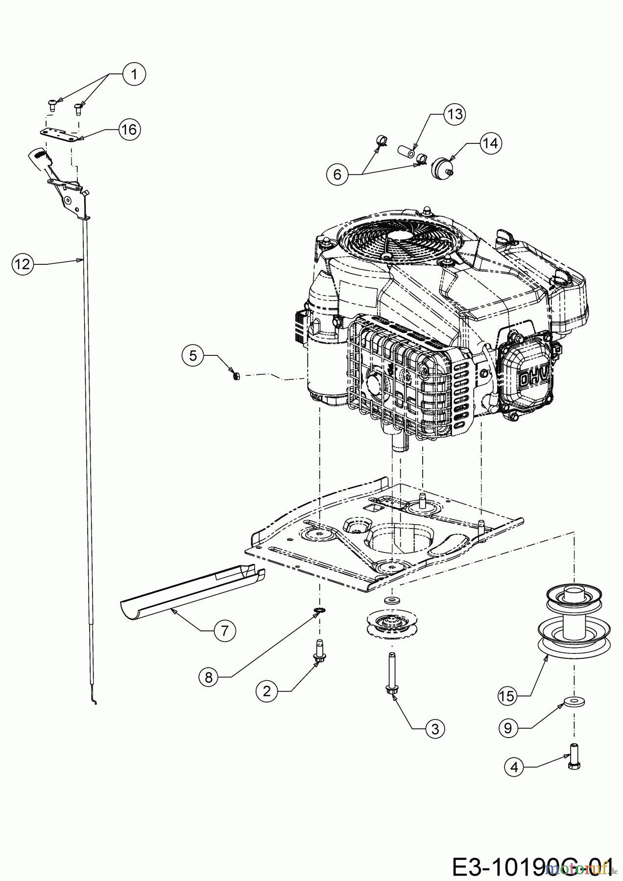  Cub Cadet Rasentraktoren LR2 NR76 13AB21HD603 (2021) Gaszug, Motorkeilriemenscheibe, Motorzubehör