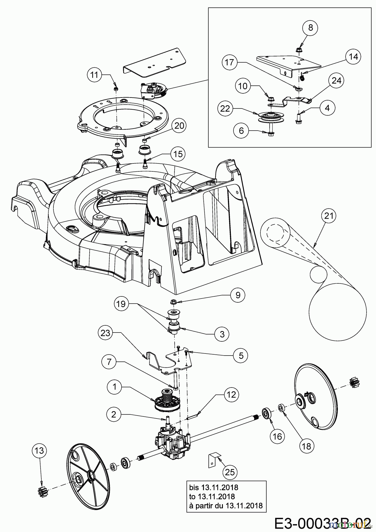  Wolf-Garten Motormäher mit Antrieb OMEGA2 46 W ES SP 12ACYAS7650  (2019) Getriebe, Keilriemen, Variator