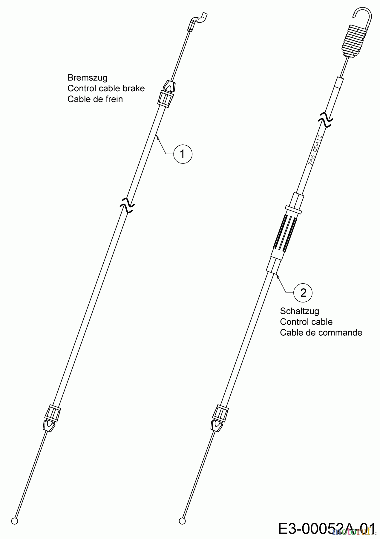  Wolf-Garten Motormäher mit Antrieb Expert 46 B S 12A-YA5L650  (2020) Bremszug, Schaltzug