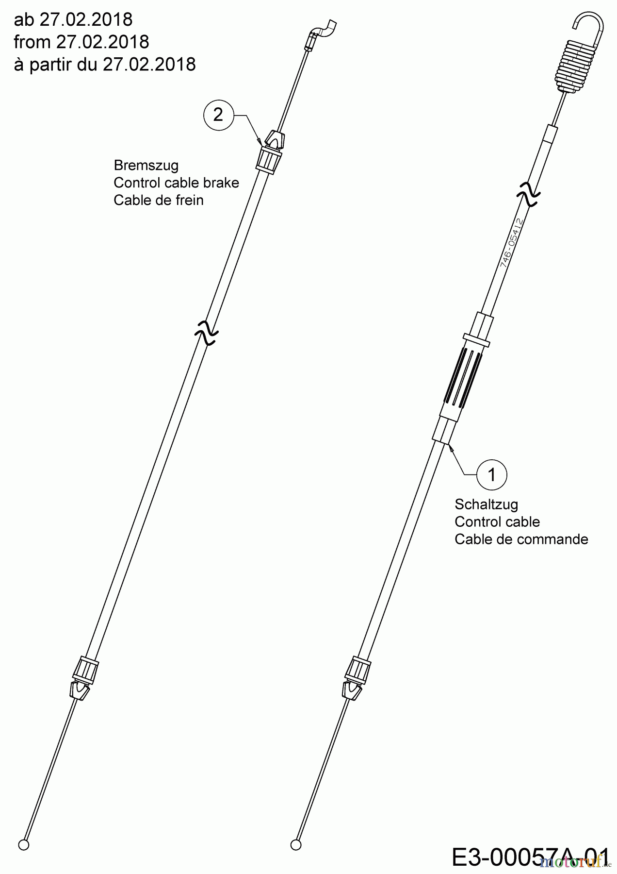  Wolf-Garten Motormäher mit Antrieb Expert 53 B S 12A-ZA7F650  (2018) Bremszug, Schaltzug ab 27.02.2018