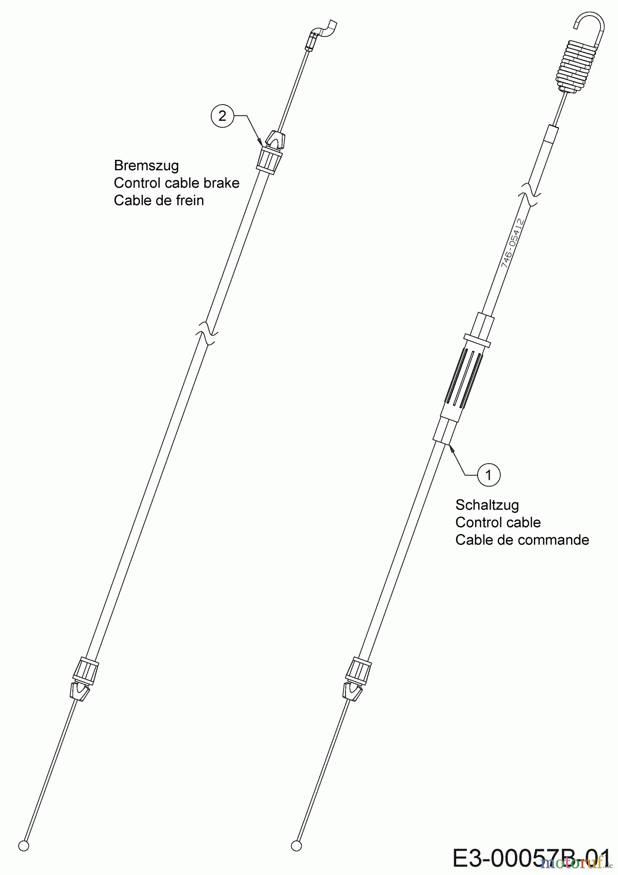  Wolf-Garten Motormäher mit Antrieb OMEGA1 53 B S 12A-ZA7F650 (2020) Bremszug, Schaltzug