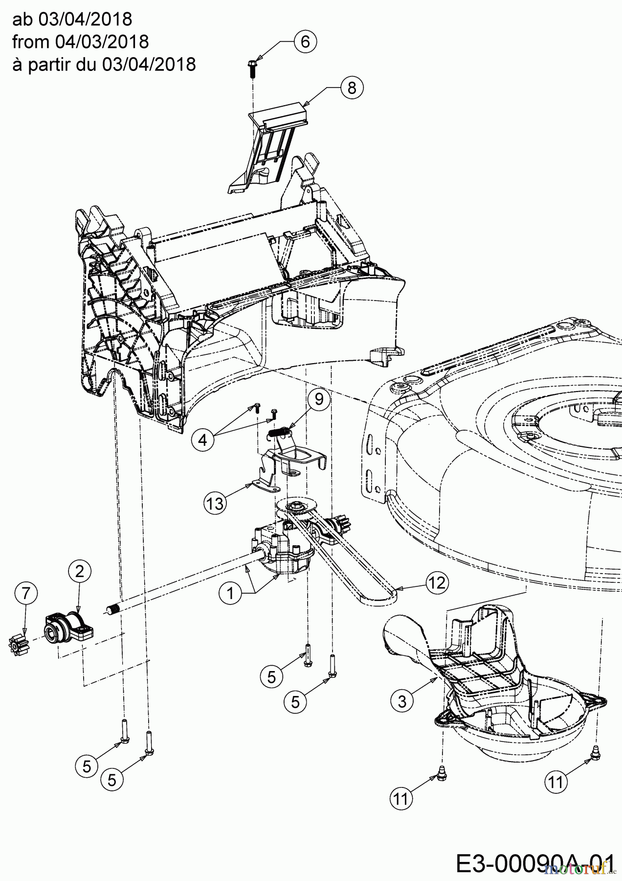  Wolf-Garten Motormäher mit Antrieb AT 5300 AHW 12C-PRJ6650  (2019) Getriebe, Keilriemen ab 03/04/2018