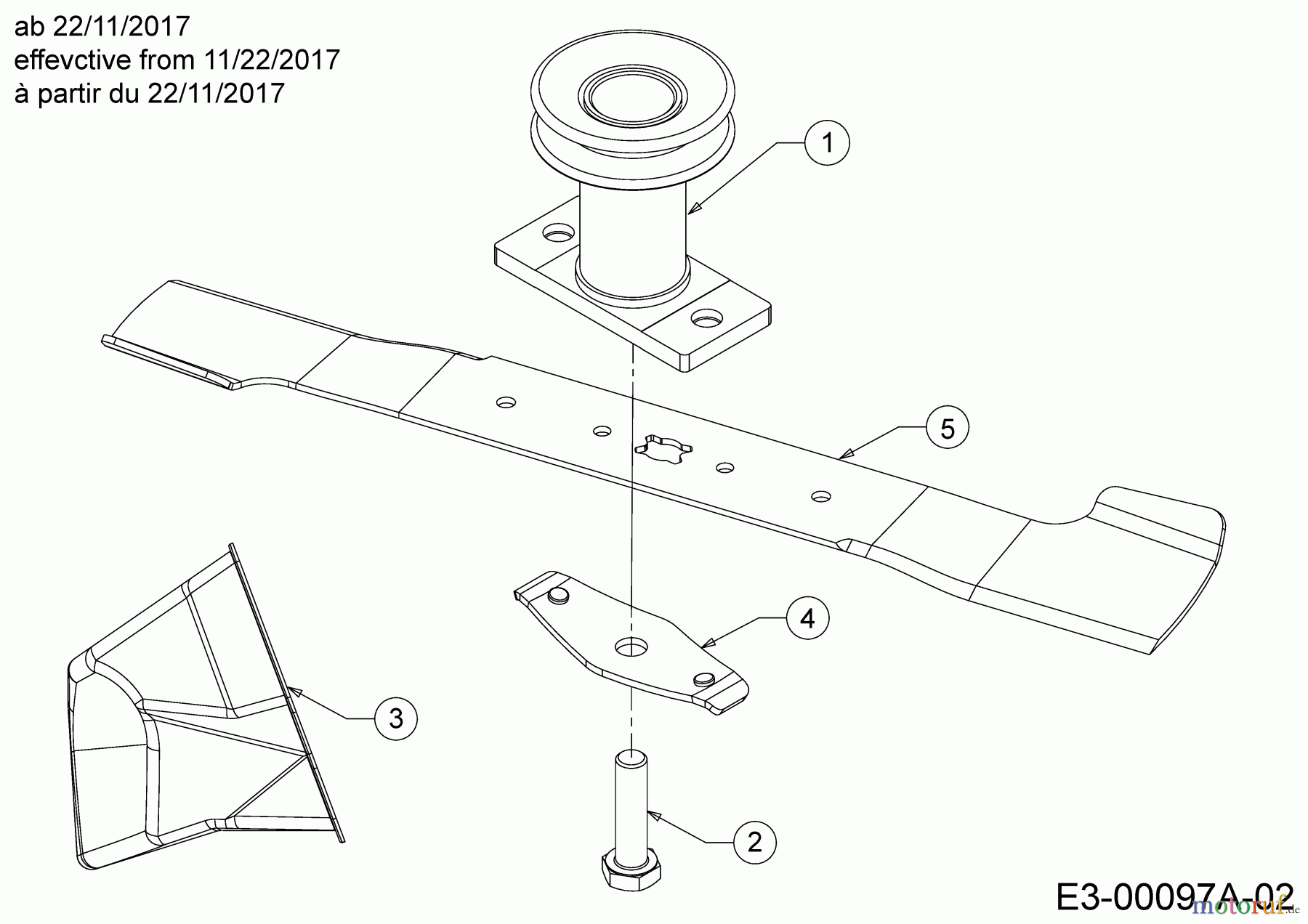  Wolf-Garten Motormäher mit Antrieb A 530 AHW 12B-PVKC650  (2018) Messer, Messeraufnahme, Mulchstopfen ab 22/11/2017