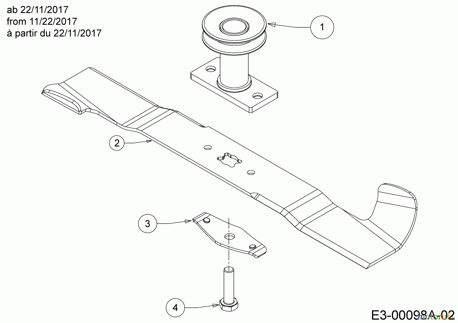  Wolf-Garten Motormäher mit Antrieb S 4600 AHW 12B-TR5N650  (2018) Messer, Messeraufnahme ab 22/11/2017