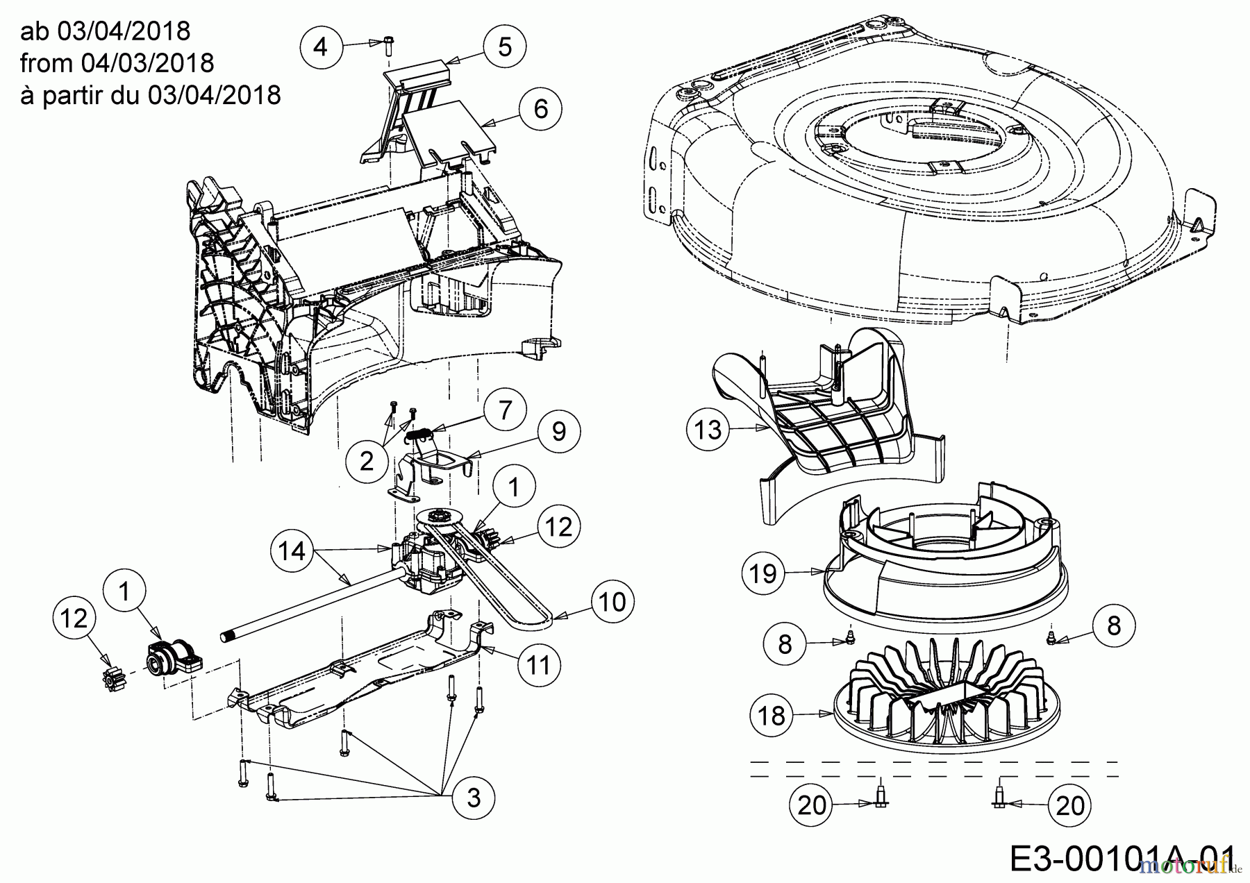  Wolf-Garten Motormäher mit Antrieb WA 460 AHW 12C-TV5E650  (2019) Getriebe, Keilriemen, Lüfterrad ab 03/04/2018