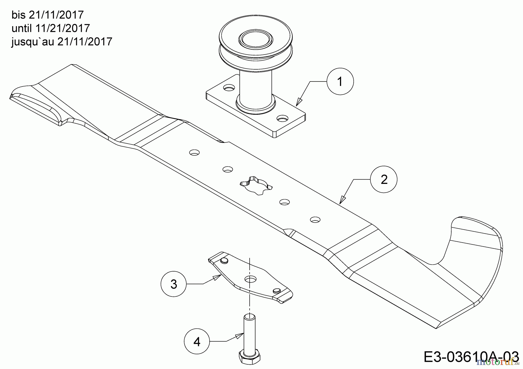  Wolf-Garten Motormäher mit Antrieb Expert 460 AE 12AETUS7650  (2018) Messer, Messeraufnahme bis 21/11/2017