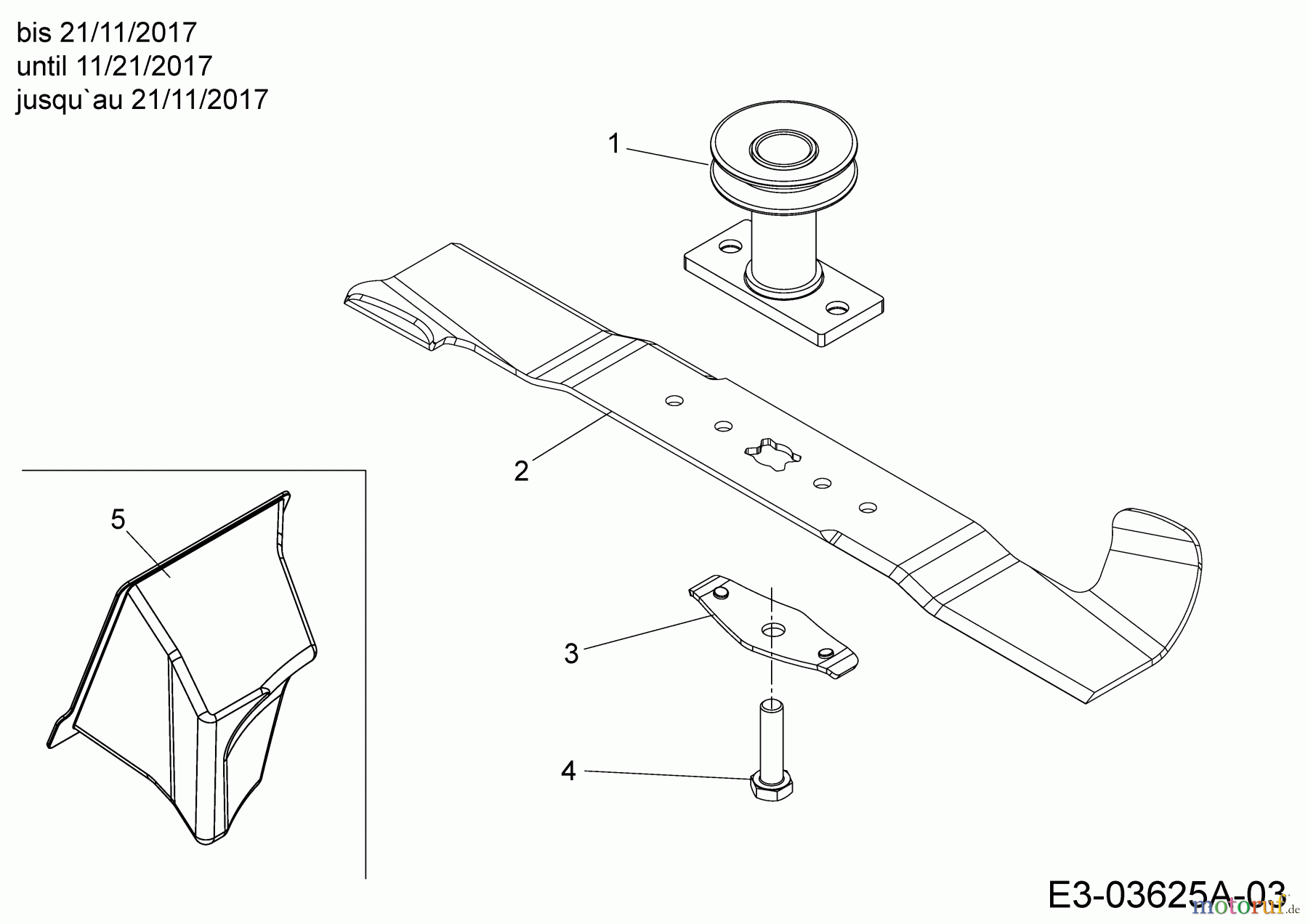  Wolf-Garten Motormäher mit Antrieb A 460 AVHWH 12AQTSDQ650  (2018) Messer, Messeraufnahme, Mulchstopfen bis 21/11/2017