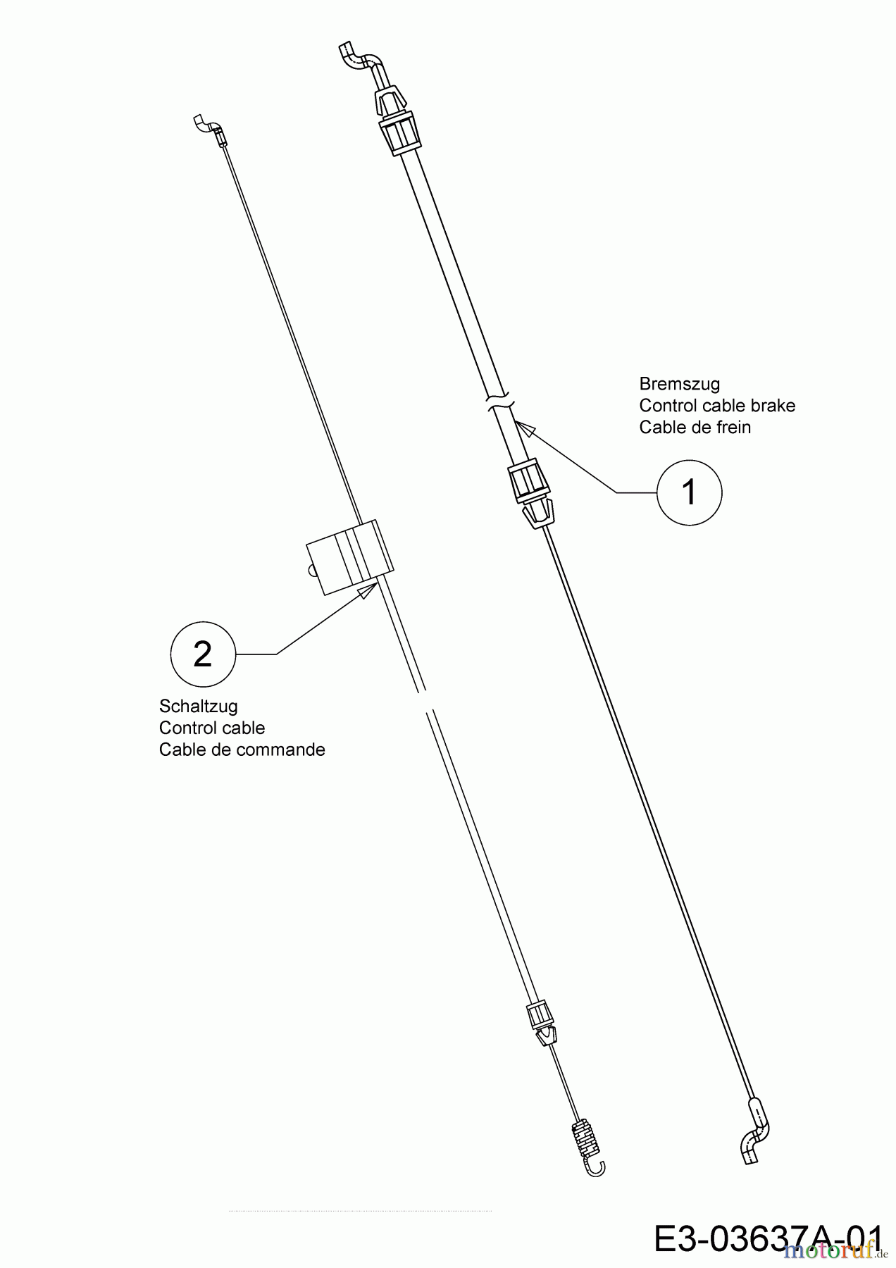  Wolf-Garten Motormäher mit Antrieb WA 53 AHW 12A-PV5L650  (2020) Bremszug, Schaltzug