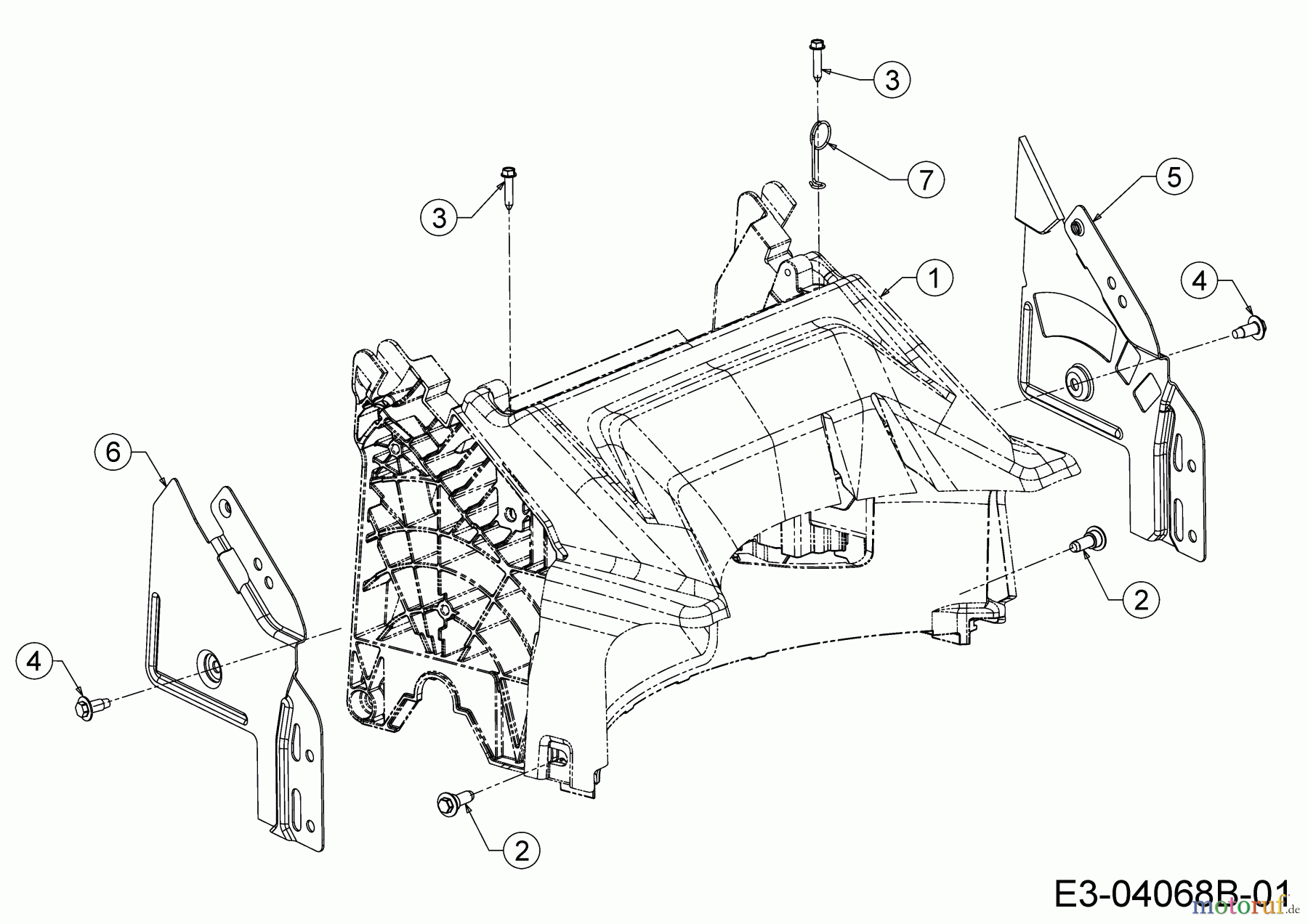  Wolf-Garten Motormäher mit Antrieb Expert 530 A 12B-PUKC650  (2016) Abdeckung hinten, Holmbraketten